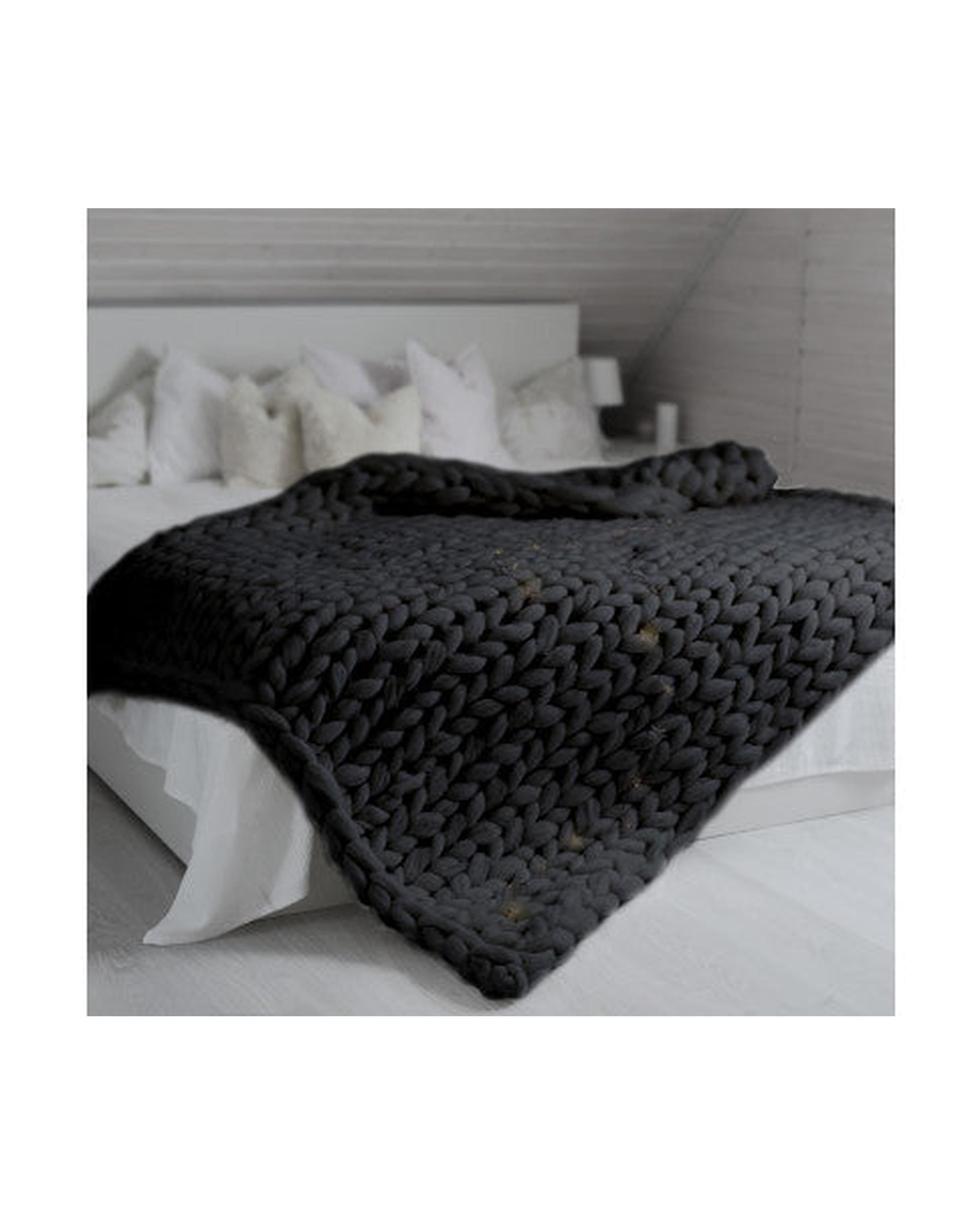 Royal Comfort Chunky Hand Knit Thick Weighted Blanket 6.3KG 203cm x 153cm - Charcoal Royal Comfort