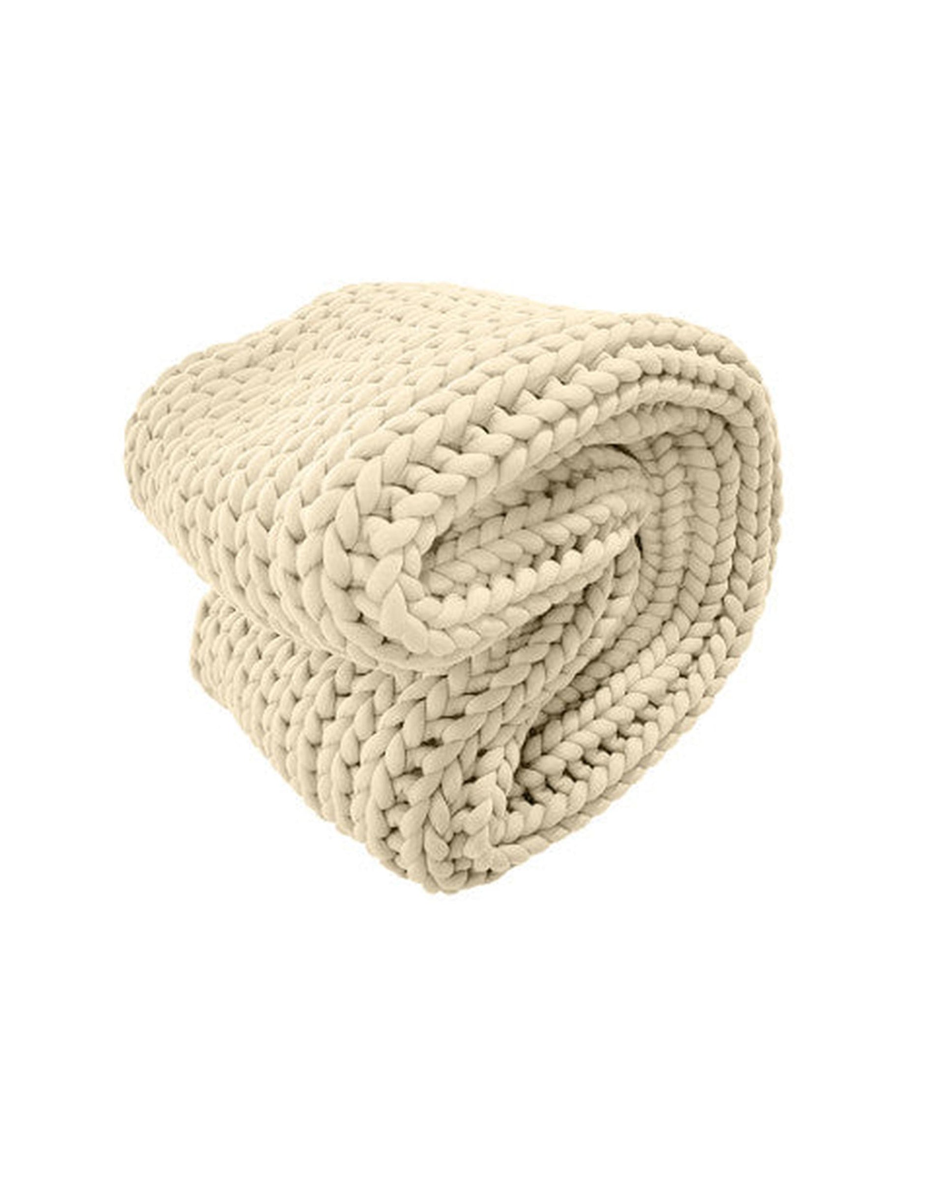 Royal Comfort Chunky Hand Knit Thick Weighted Blanket 6.3KG 203cm x 153cm - Cream Royal Comfort