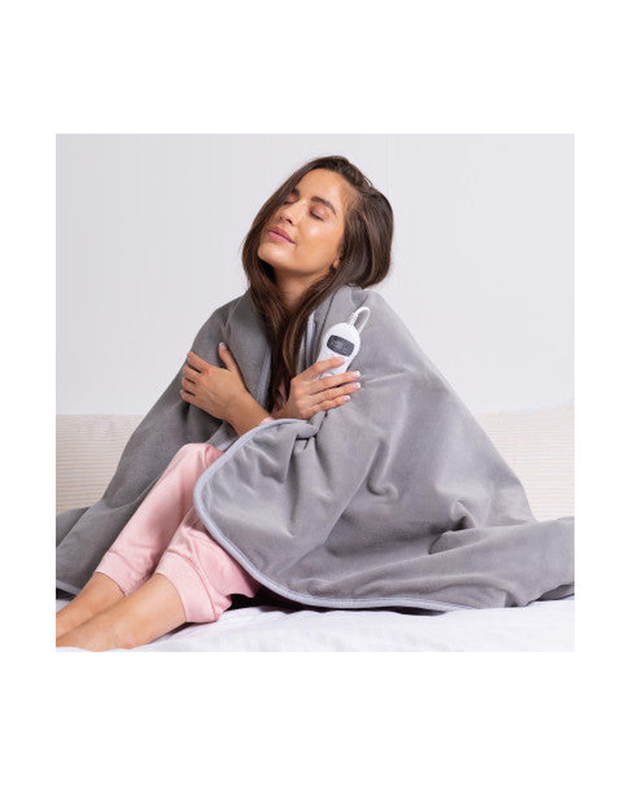 Royal Comfort Heated Faux Fur Throw Fleece Electric Blanket Double-Sided - Grey Royal Comfort