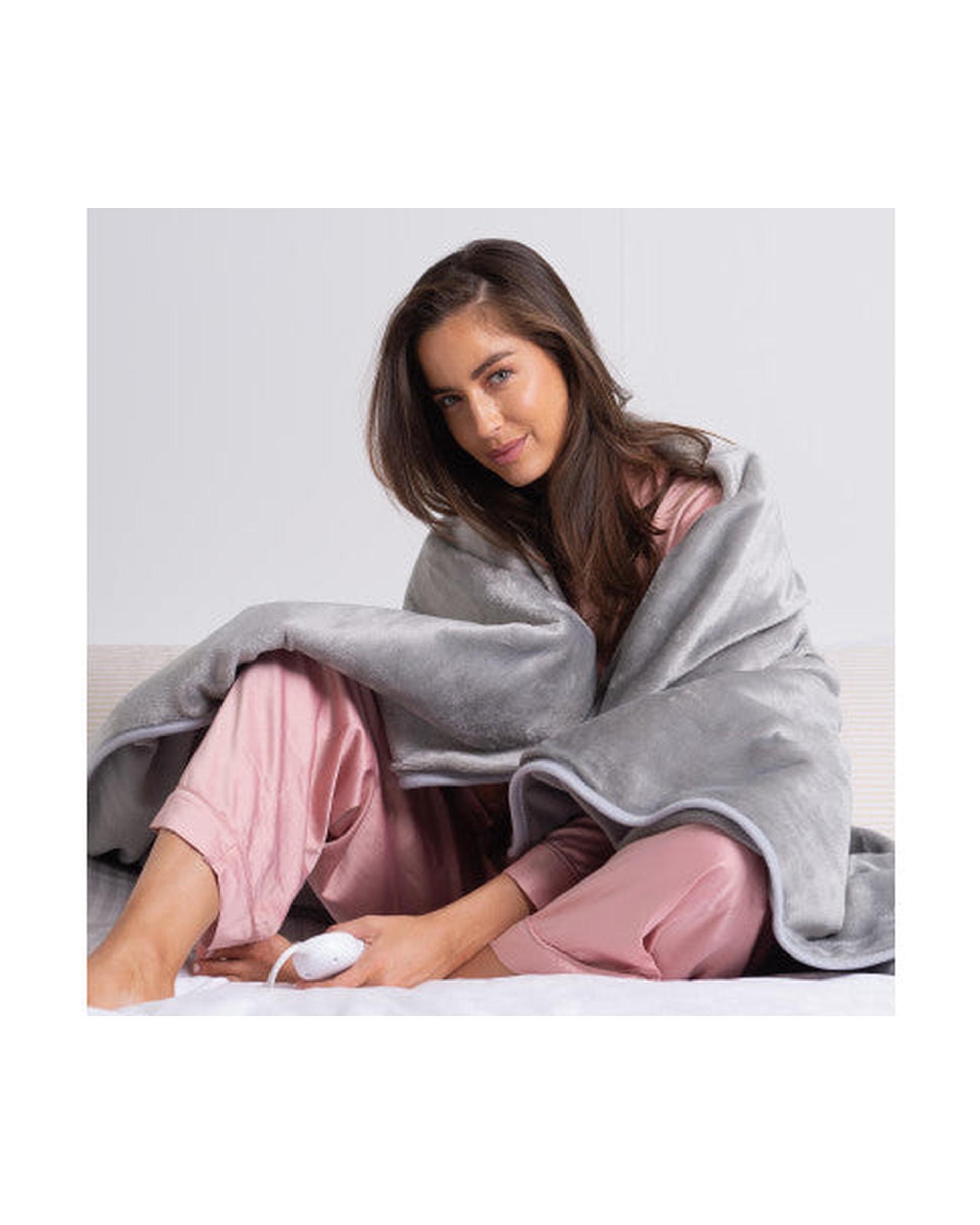 Royal Comfort Heated Faux Fur Throw Fleece Electric Blanket Double-Sided - Grey Royal Comfort