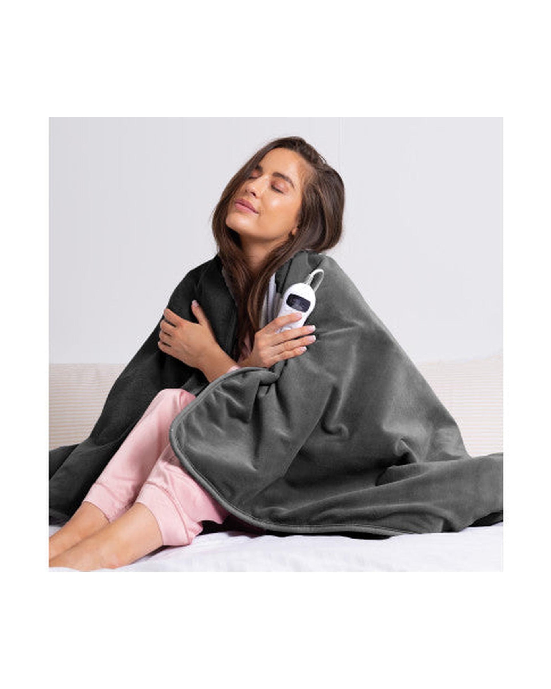 Royal Comfort Heated Faux Fur Throw Fleece Electric Blanket Double-Sided - Charcoal Royal Comfort