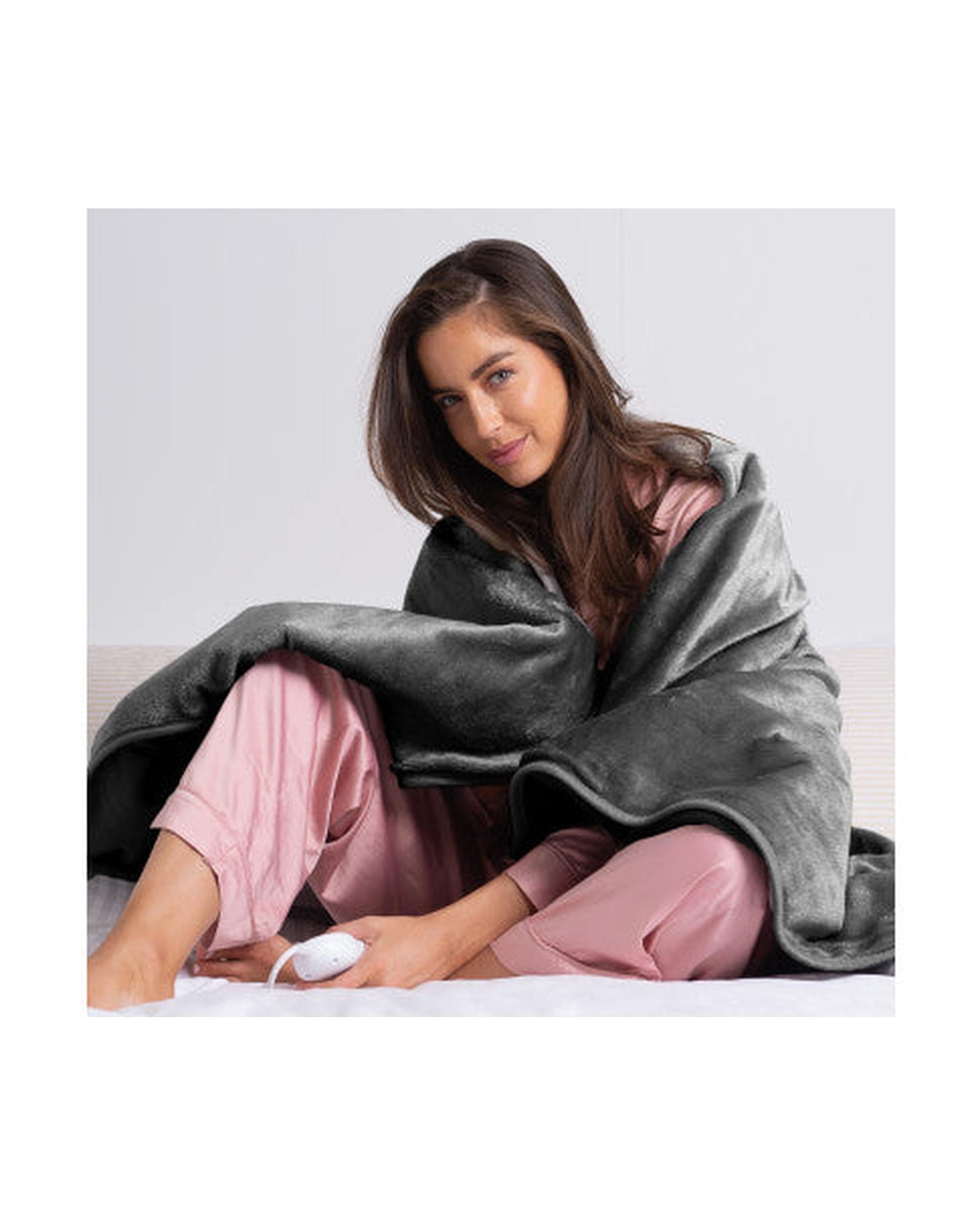 Royal Comfort Heated Faux Fur Throw Fleece Electric Blanket Double-Sided - Charcoal Royal Comfort