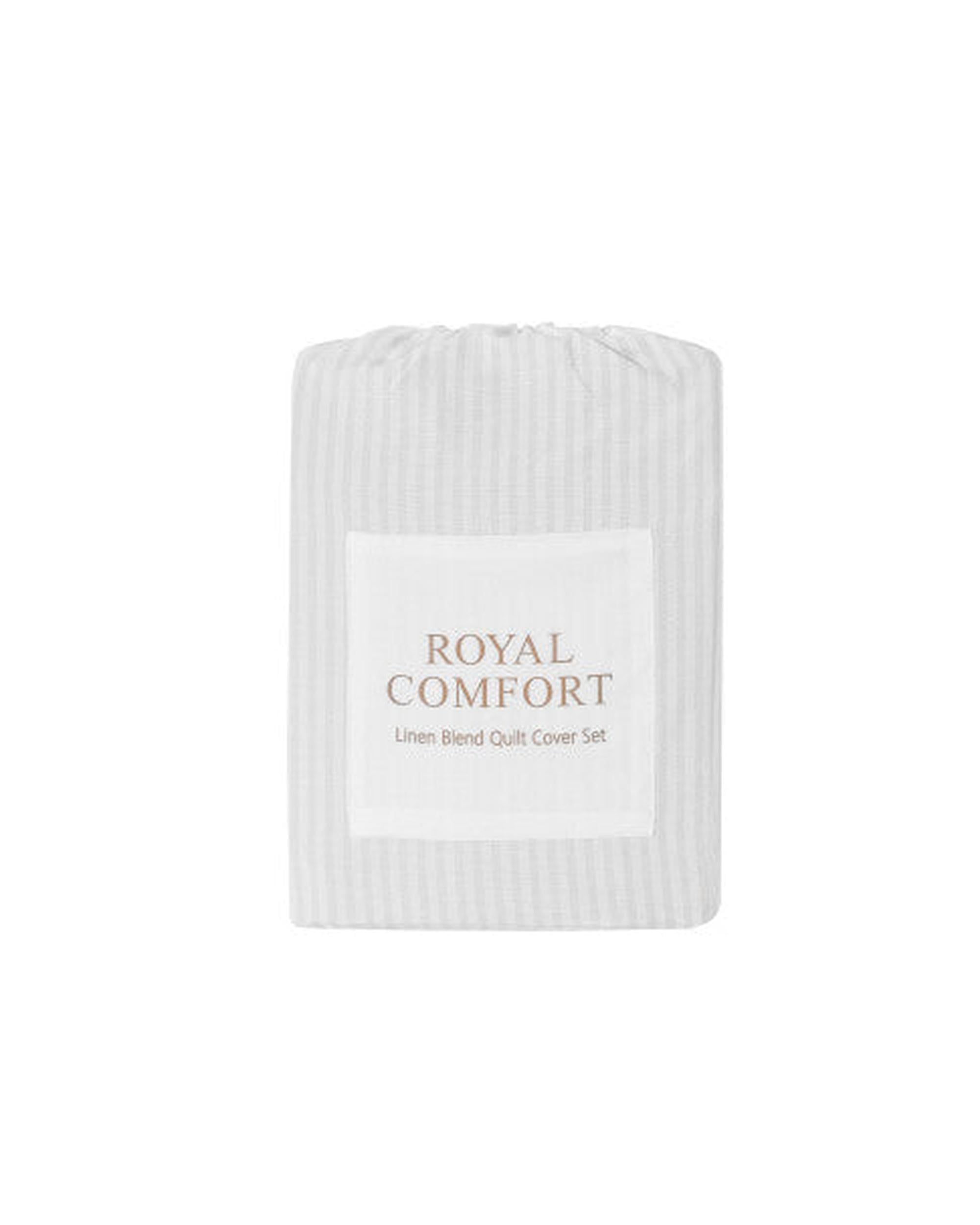 Royal Comfort Striped Flax Linen Blend Quilt Cover Set Soft Touch Bedding - Grey Royal Comfort