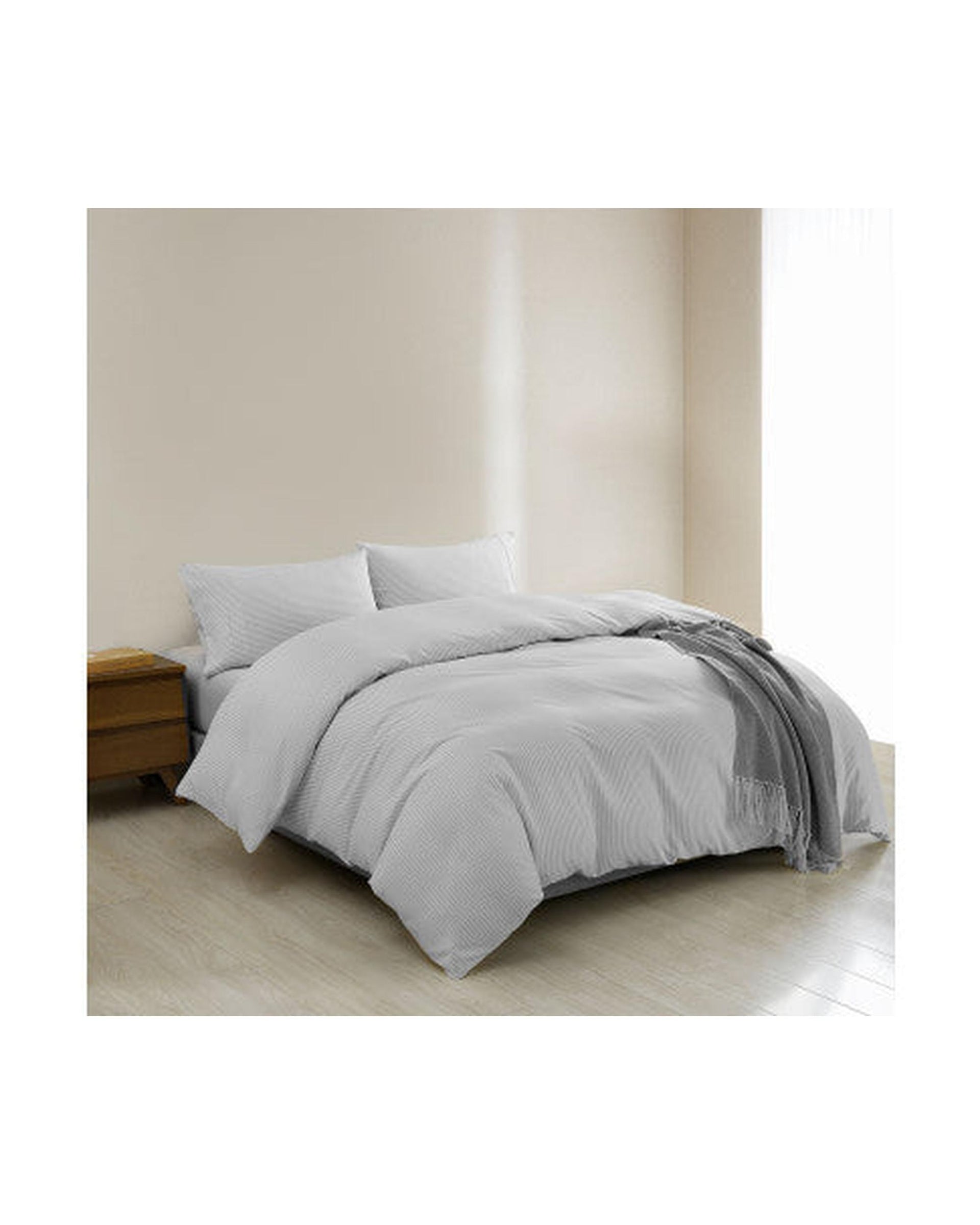 Royal Comfort Striped Flax Linen Blend Quilt Cover Set Soft Touch Bedding - Grey Royal Comfort