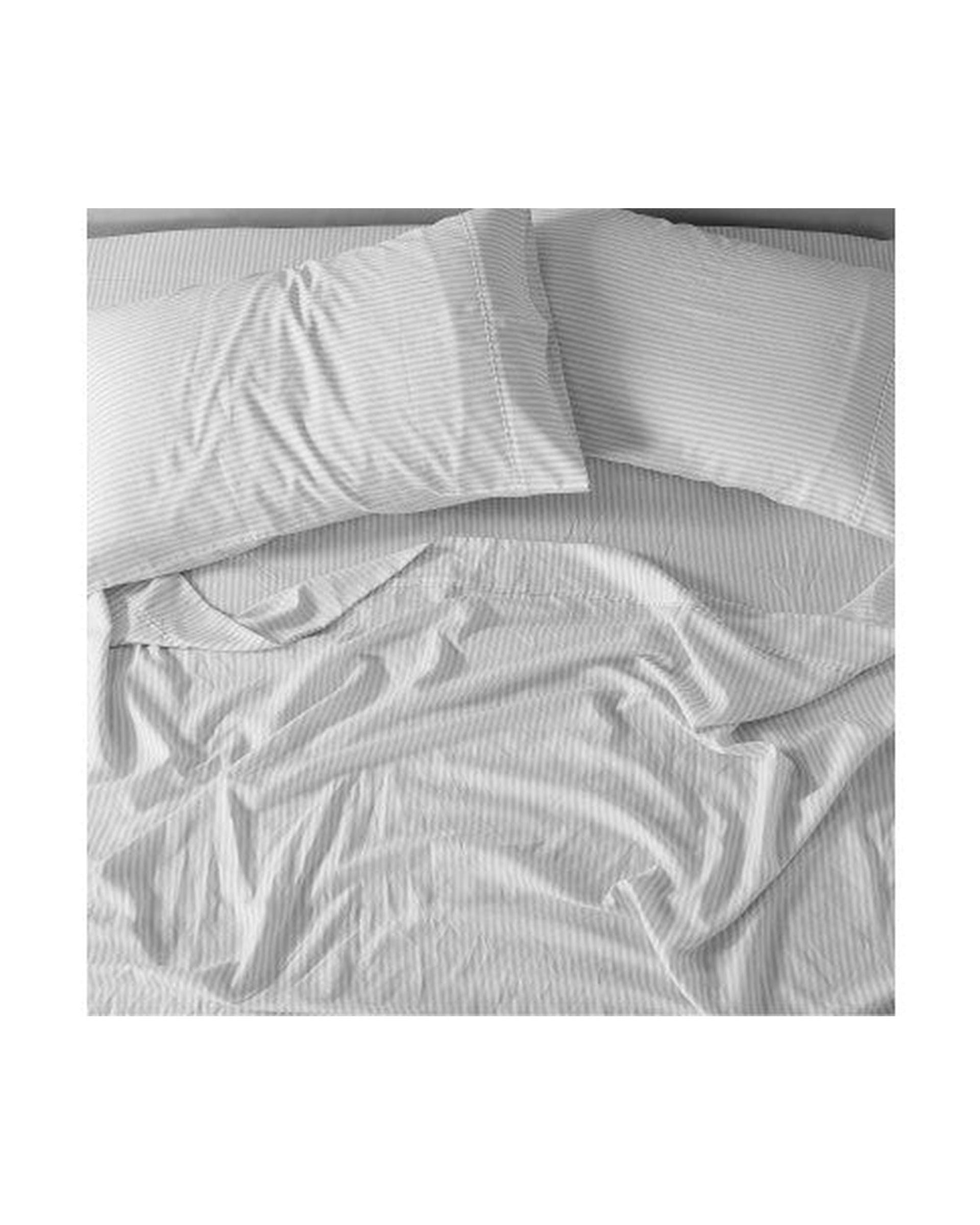 Royal Comfort Striped Flax Linen Blend Quilt Cover Set Soft Touch Bedding - Grey Royal Comfort