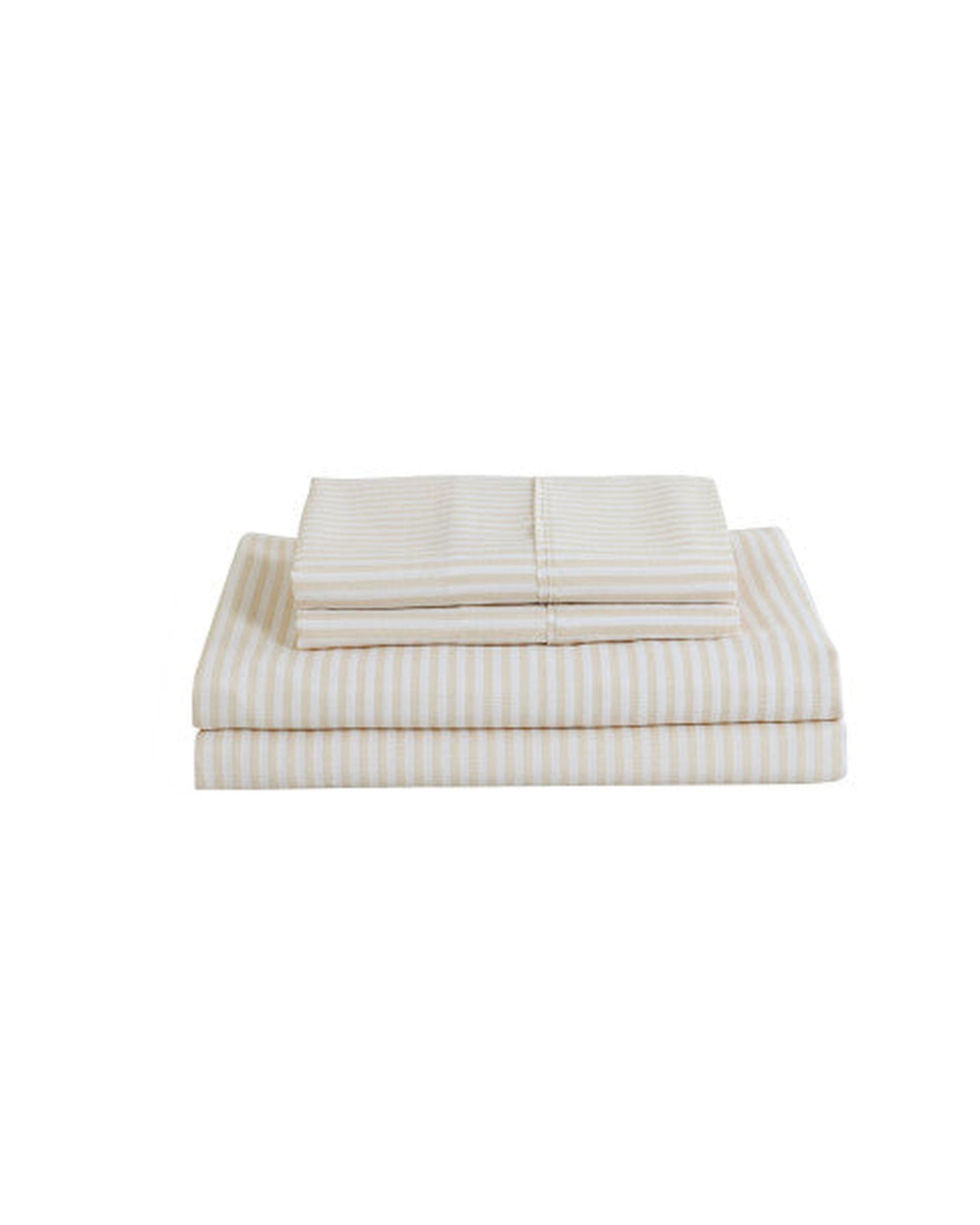 Royal Comfort Striped Flax Linen Blend Quilt Cover Set Soft Touch Bedding - Beige Royal Comfort