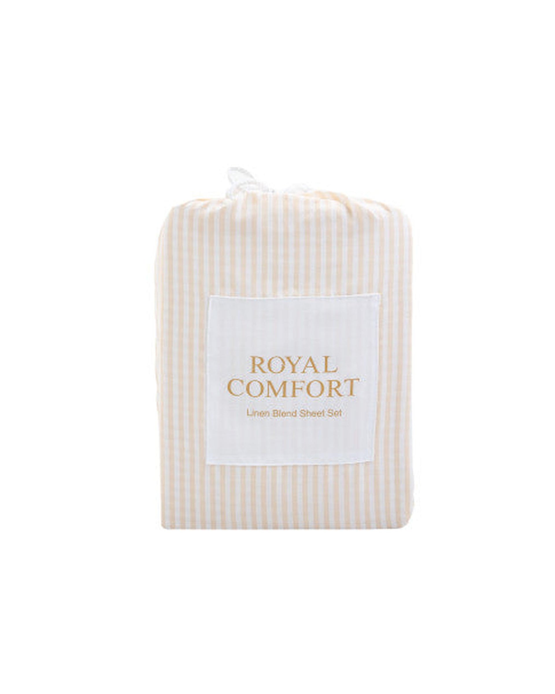 Royal Comfort Striped Flax Linen Blend Quilt Cover Set Soft Touch Bedding - Beige Royal Comfort