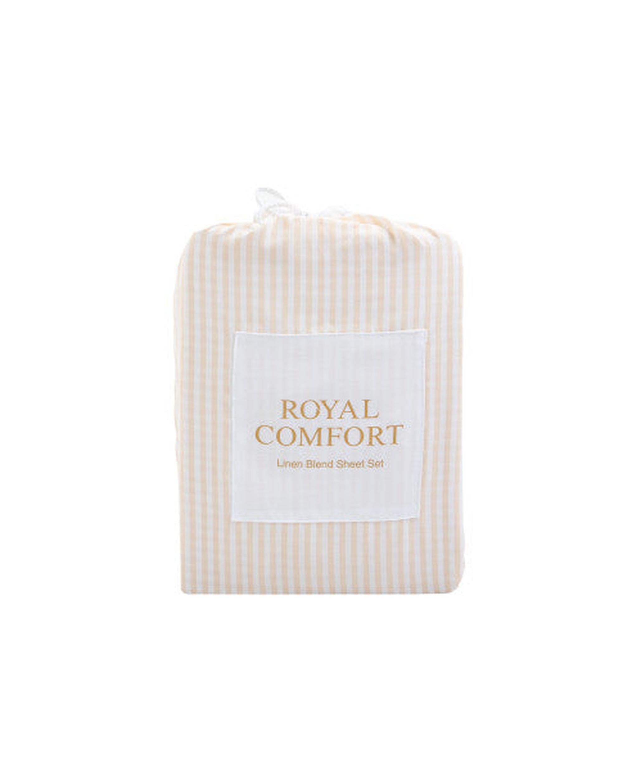 Royal Comfort Striped Flax Linen Blend Quilt Cover Set Soft Touch Bedding - Beige Royal Comfort