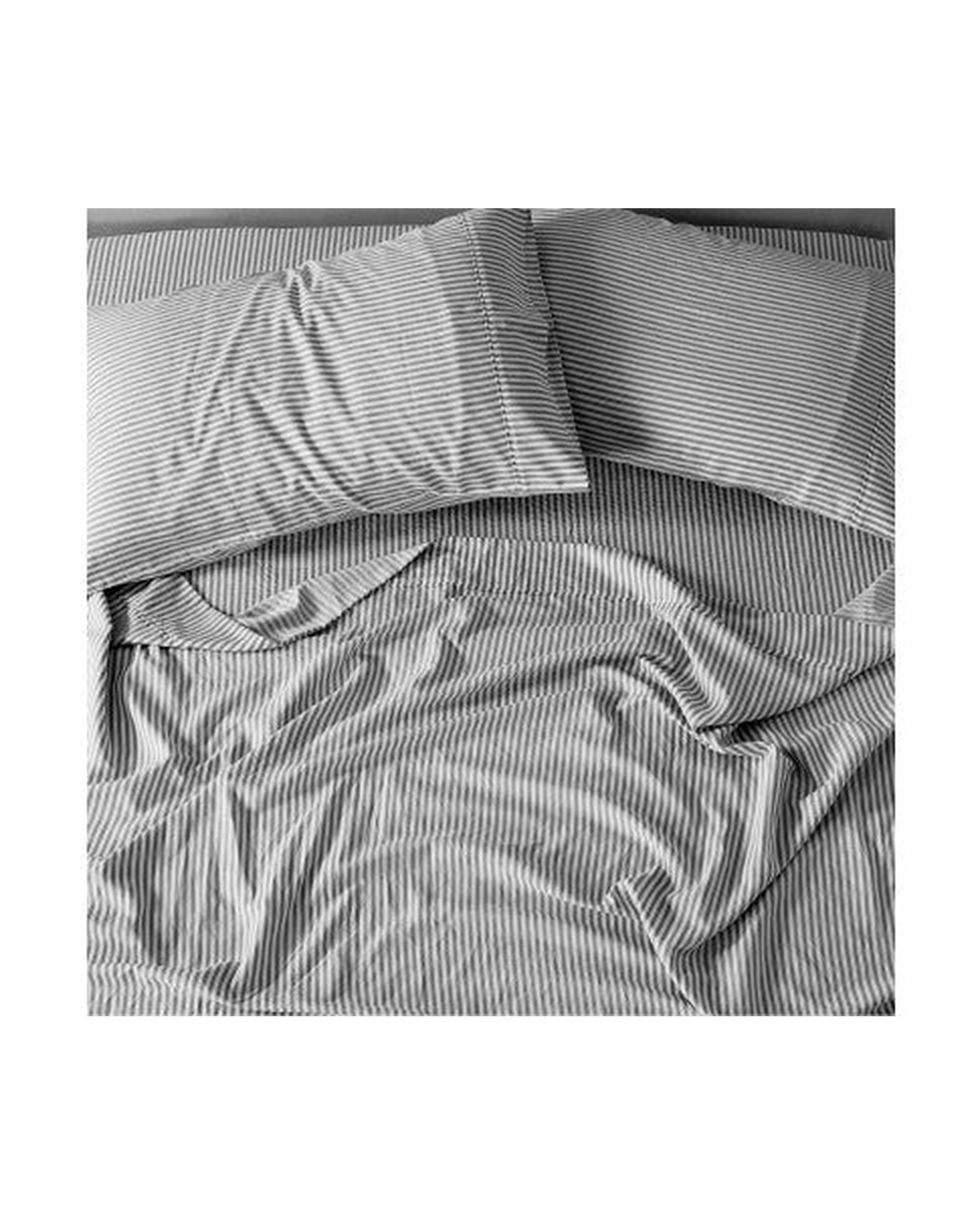Royal Comfort Striped Flax Linen Blend Quilt Cover Set Soft Touch Bedding - Charcoal Royal Comfort