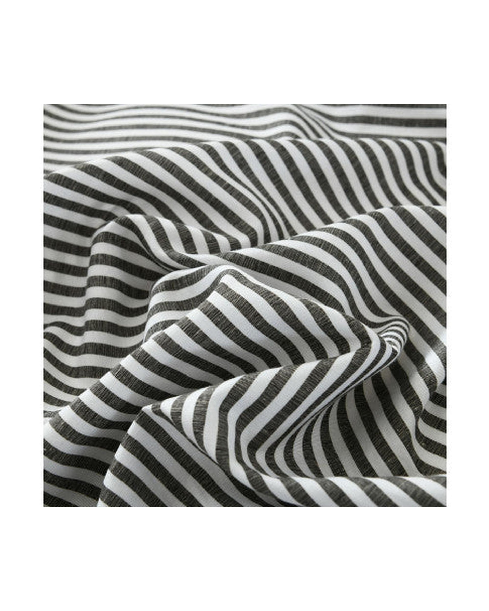 Royal Comfort Striped Flax Linen Blend Quilt Cover Set Soft Touch Bedding - Charcoal Royal Comfort