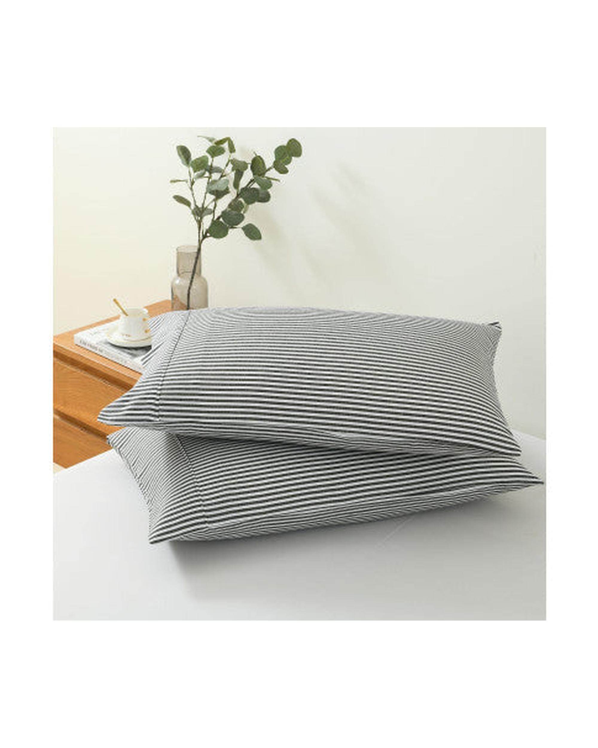 Royal Comfort Striped Flax Linen Blend Quilt Cover Set Soft Touch Bedding - Charcoal Royal Comfort