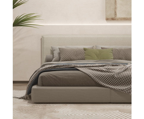 Milano Decor Gia Boucle Bedhead Headboard Upholstered Luxury Cushioned White Milano Decor