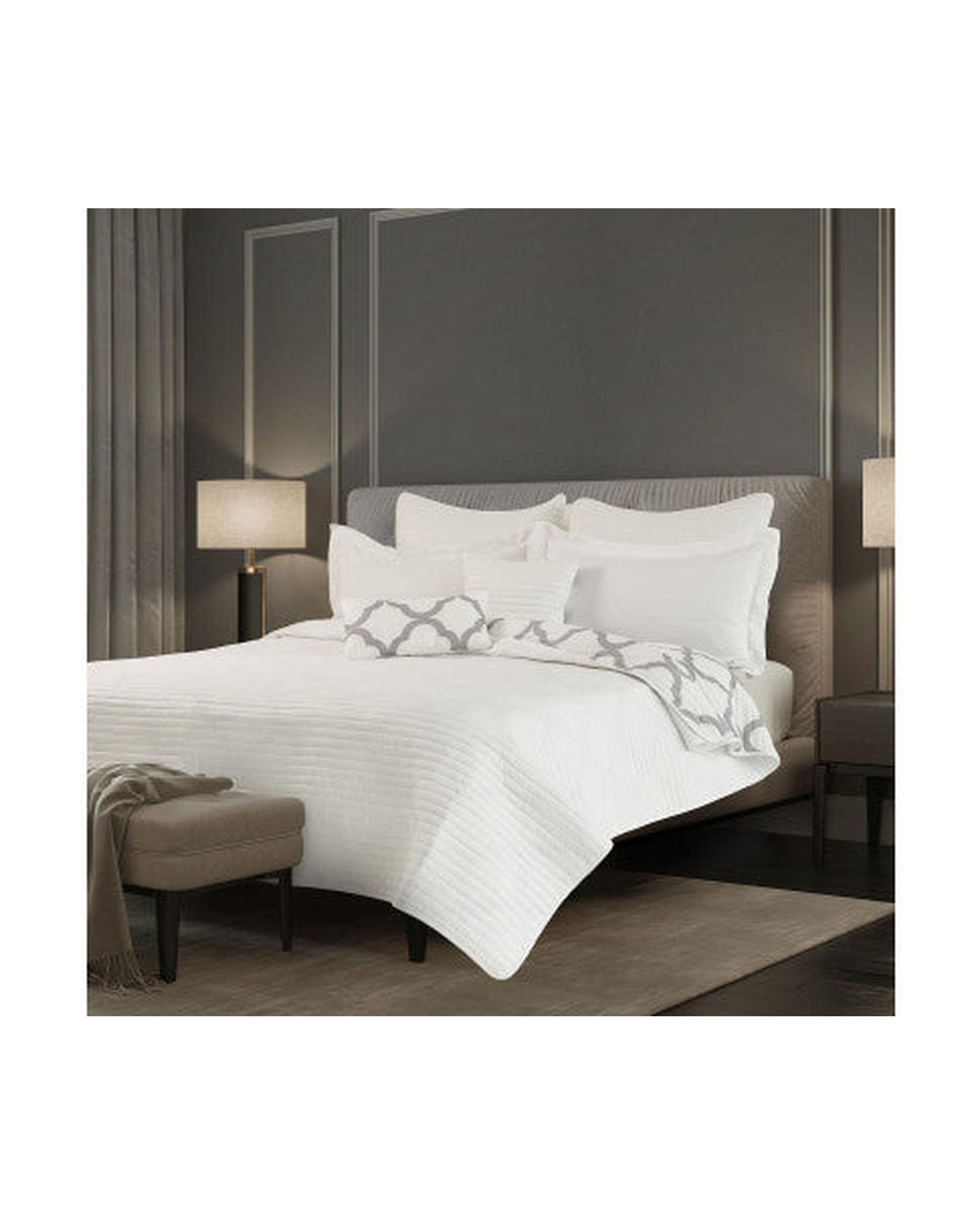 Royal Comfort Bamboo Cooling Reversible 7 Piece Comforter Set Bedspread - White Royal Comfort