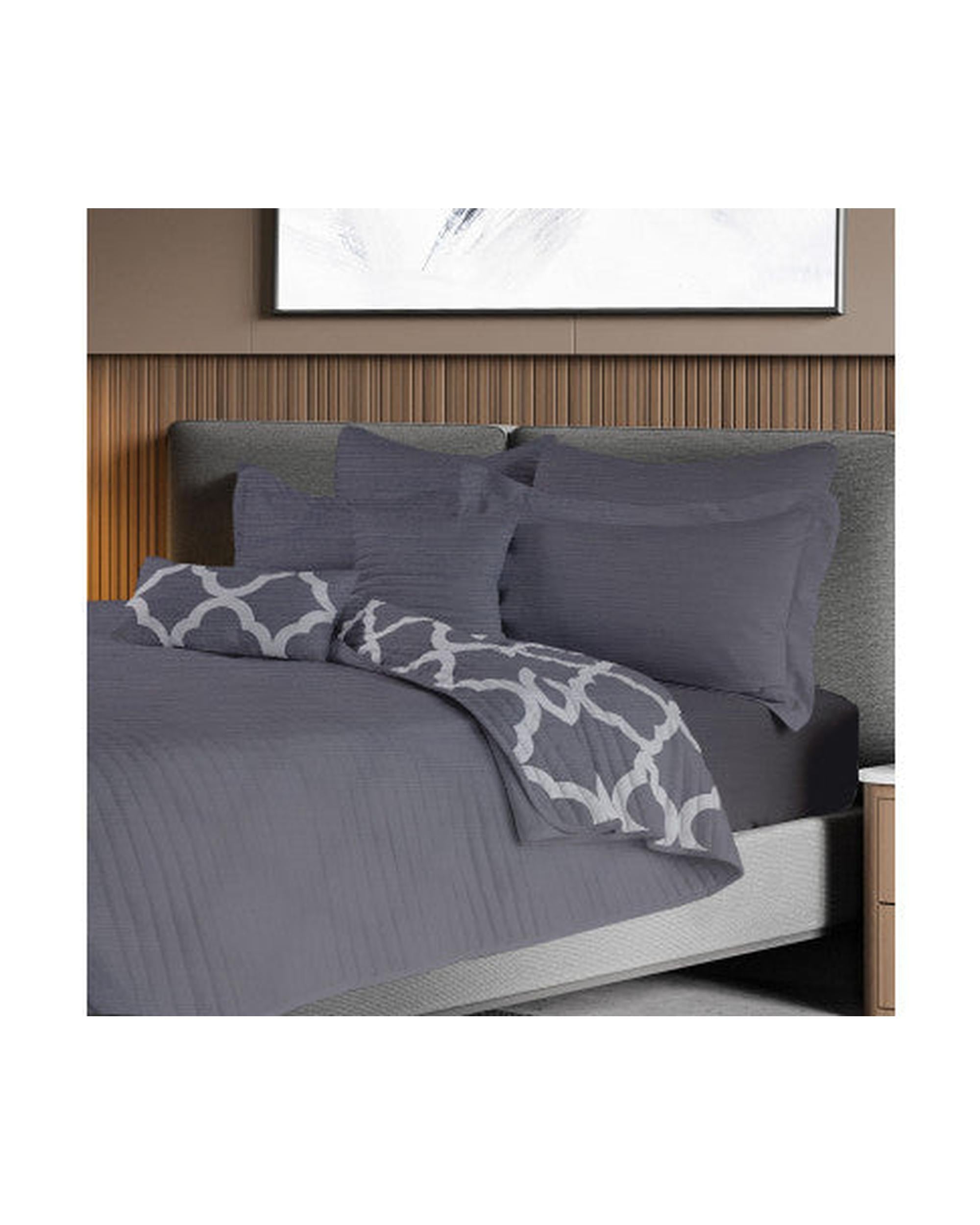 Royal Comfort Bamboo Cooling Reversible 7 Piece Comforter Set Bedspread - Charcoal Royal Comfort