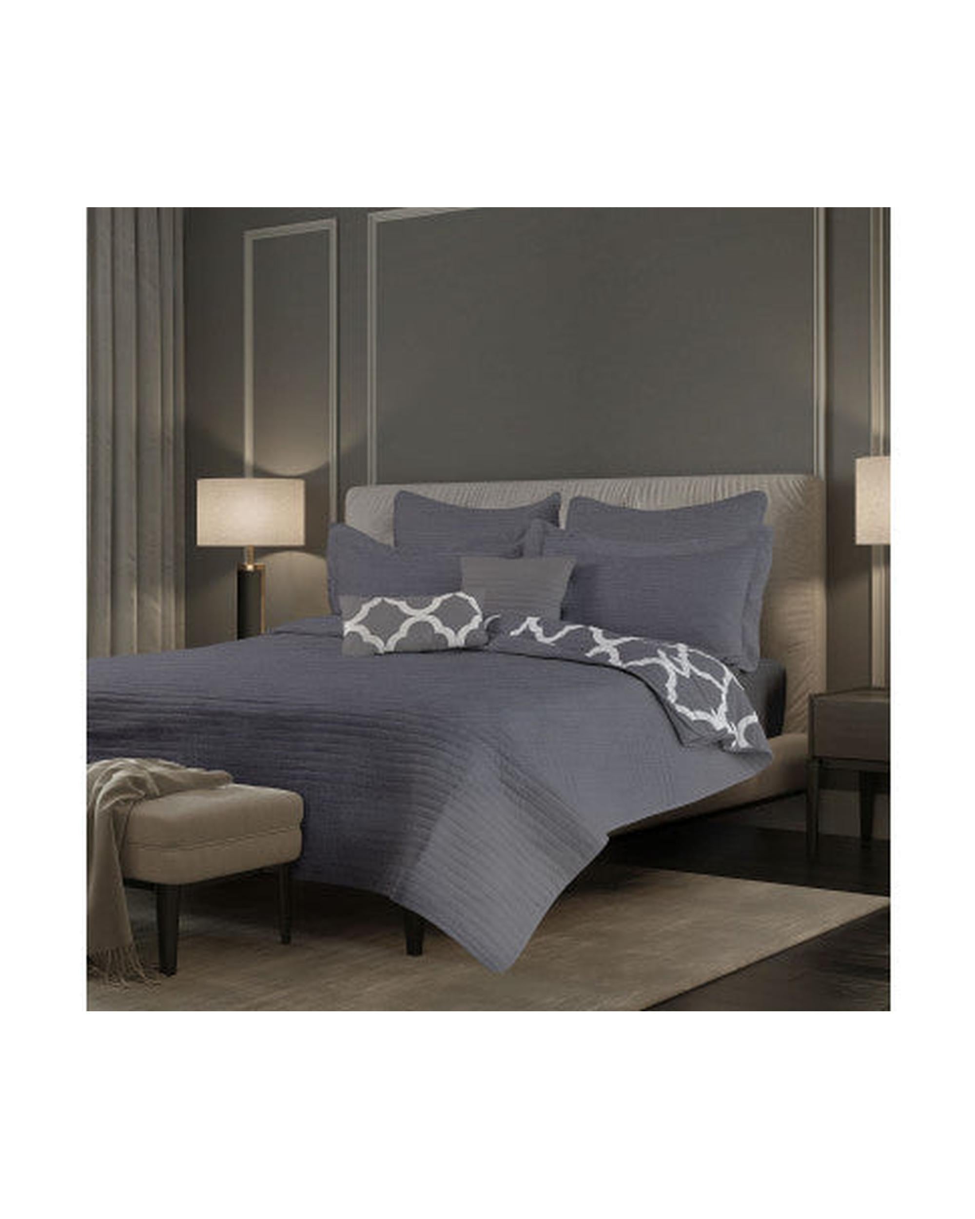 Royal Comfort Bamboo Cooling Reversible 7 Piece Comforter Set Bedspread - Charcoal Royal Comfort