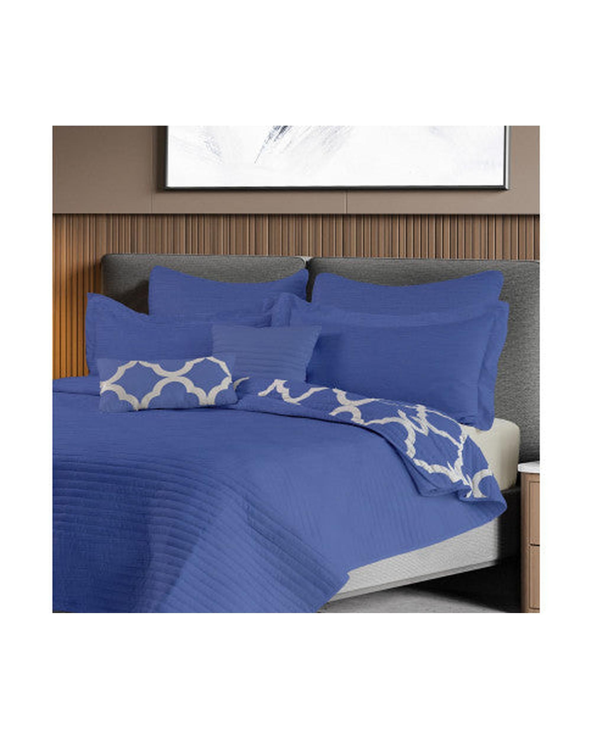 Royal Comfort Bamboo Cooling Reversible 7 Piece Comforter Set Bedspread - Royal Blue Royal Comfort