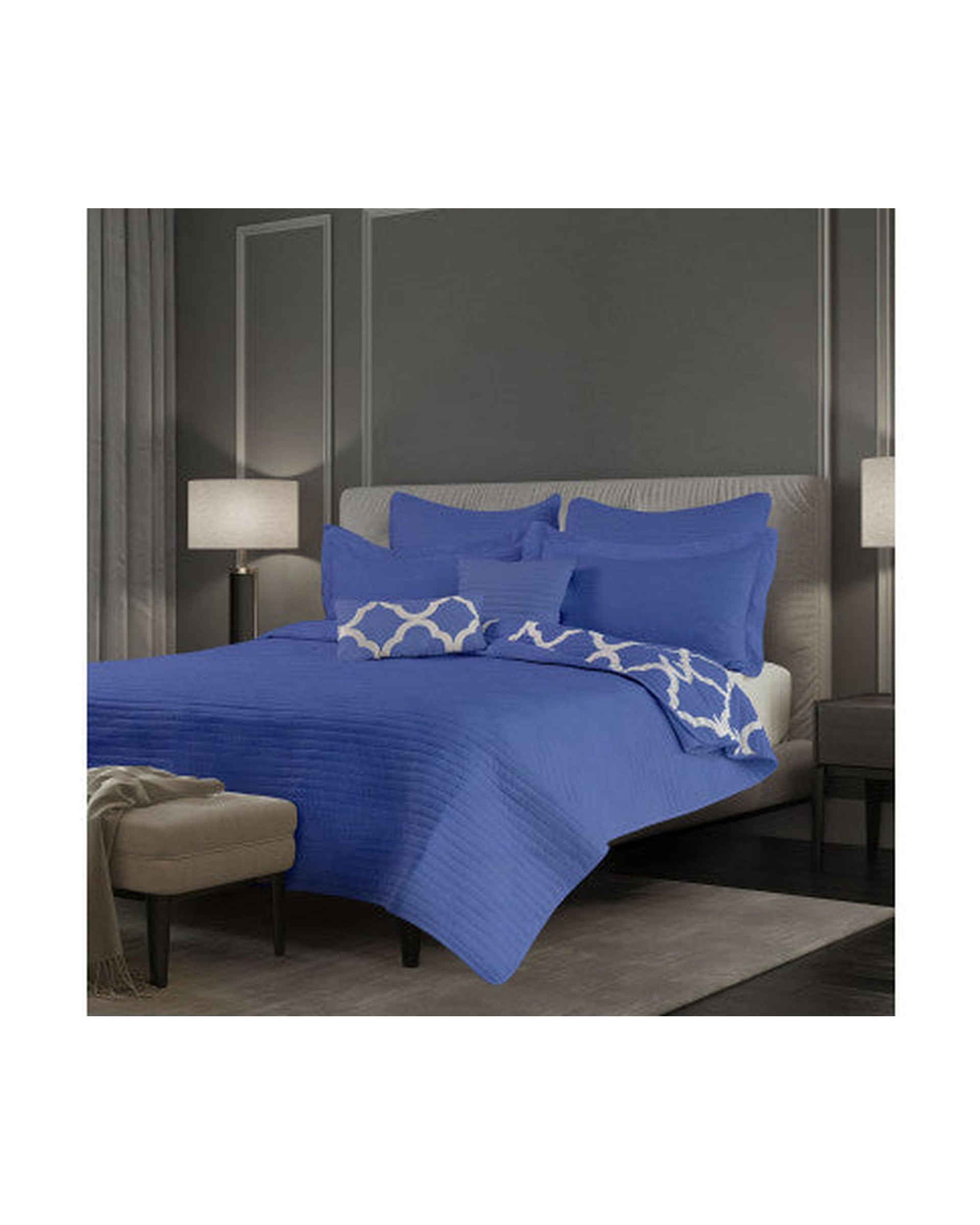 Royal Comfort Bamboo Cooling Reversible 7 Piece Comforter Set Bedspread - Royal Blue Royal Comfort