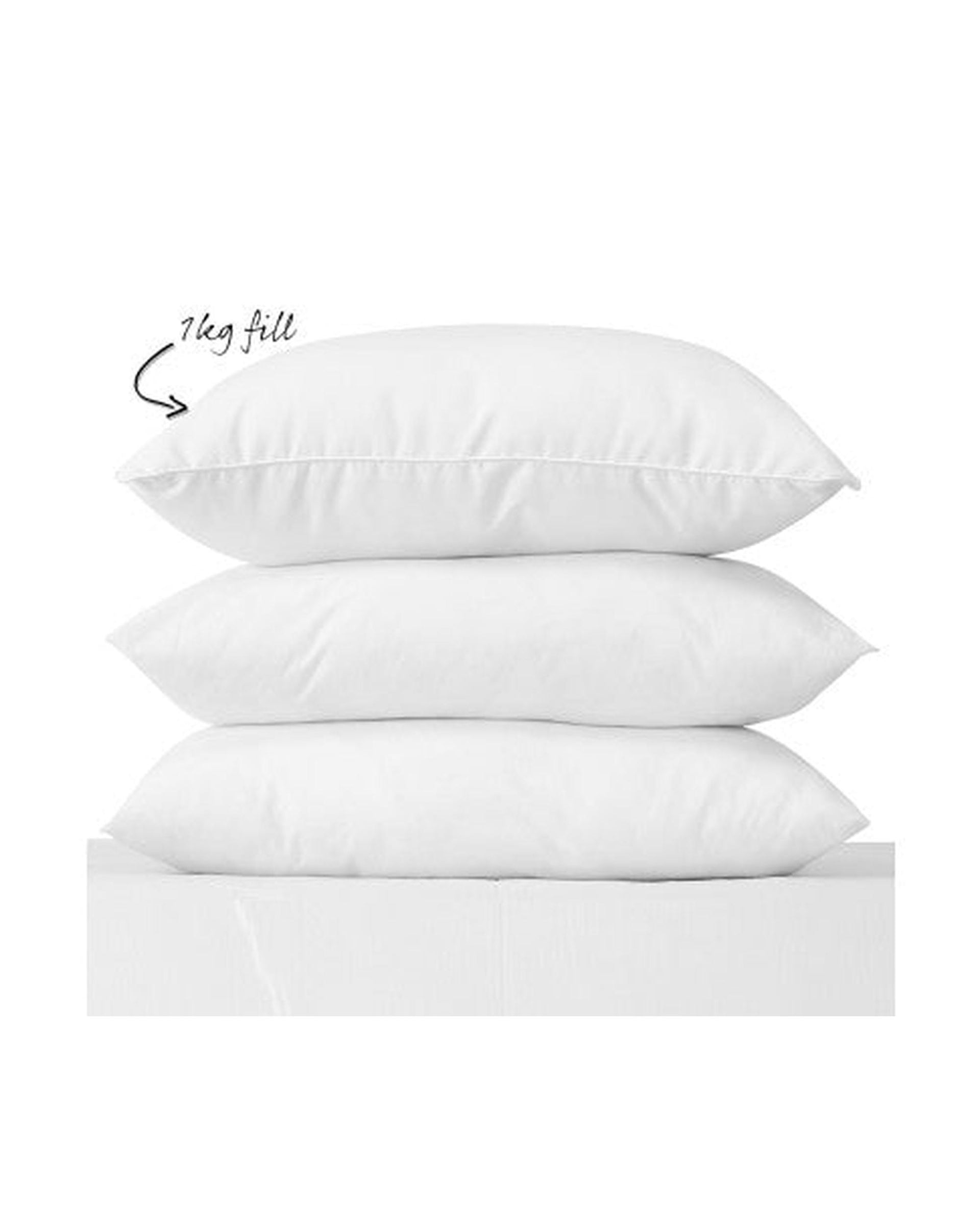 Royal Comfort Goose Down Feather Pillows 1000GSM 100% Cotton Cover - Twin Pack 50 x 75 cm White Royal Comfort