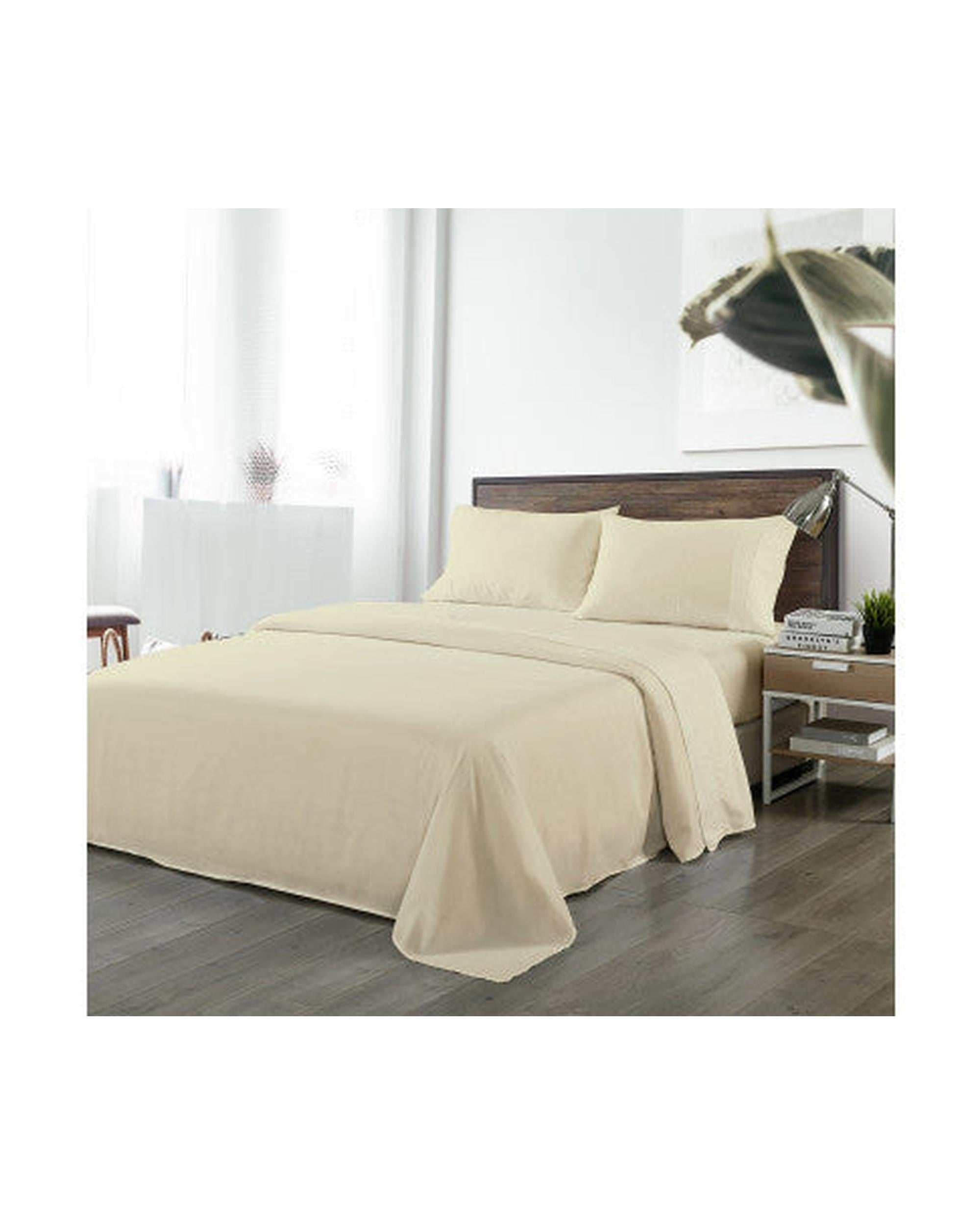 Royal Comfort Bamboo Blended Sheet & Pillowcases Set 1000TC Ultra Soft Bedding - IVORY Royal Comfort