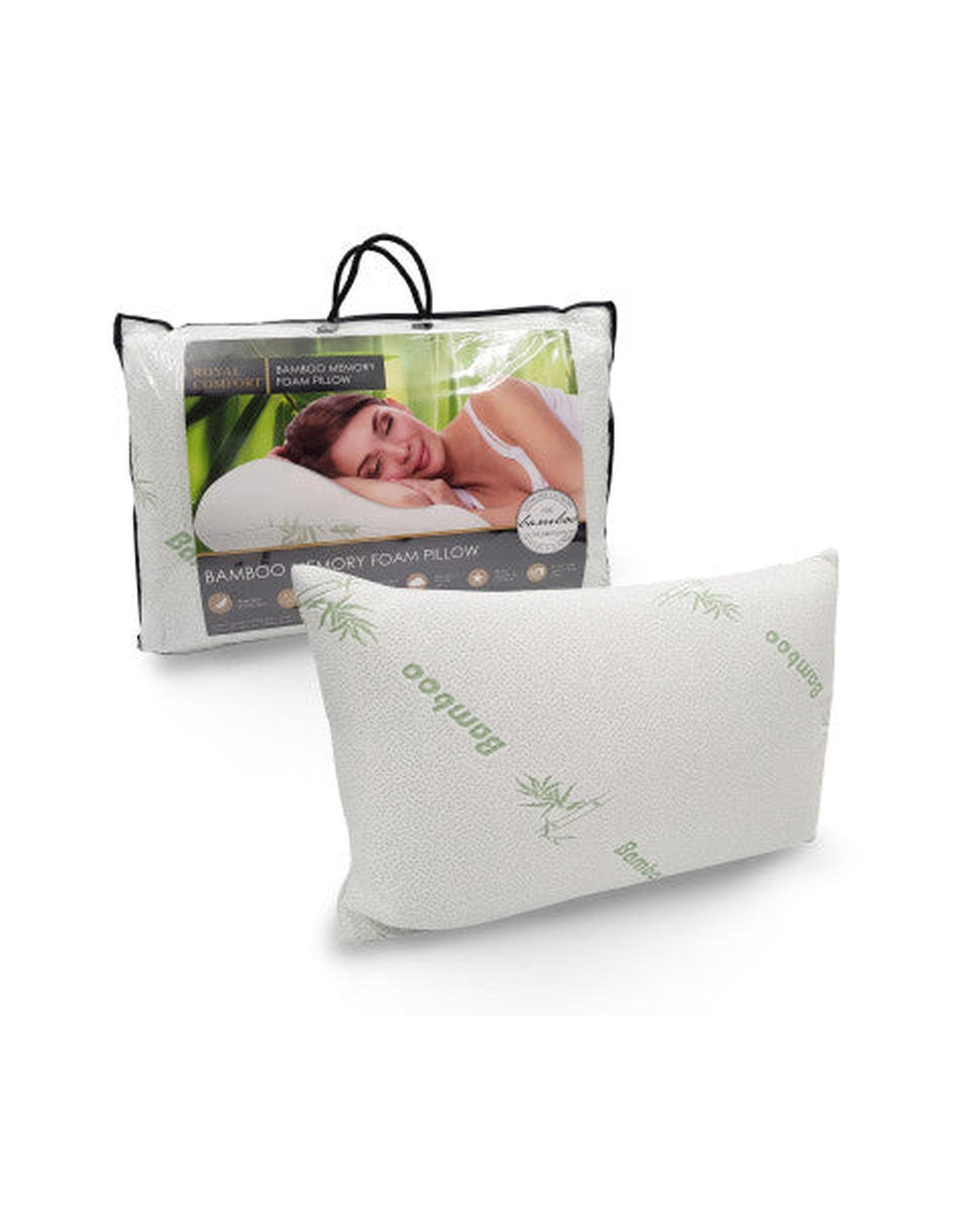 Memory Foam Pillow Bamboo Covered Ultra Soft Hypoallergenic Royal Comfort