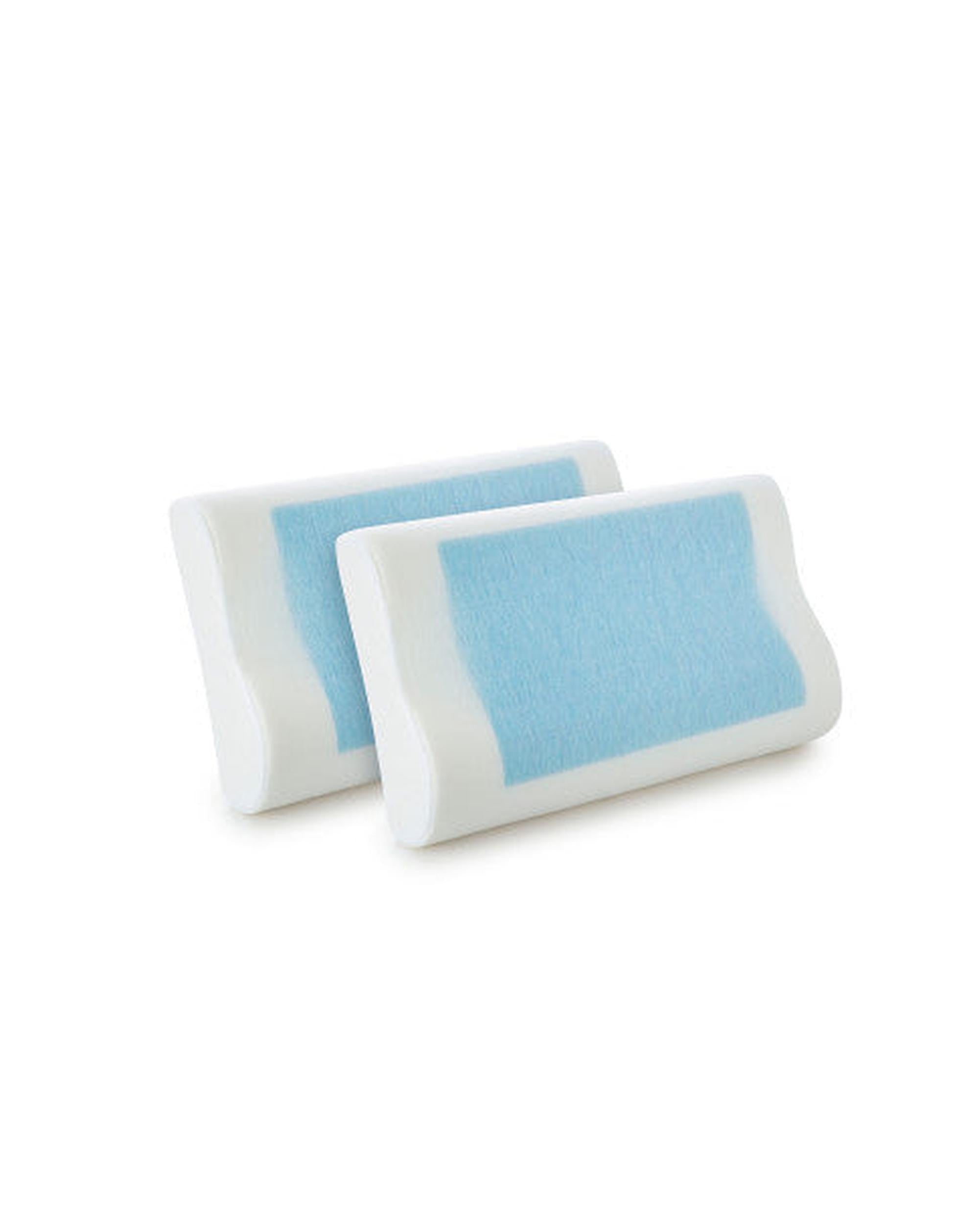 Royal Comfort Cooling Gel Contour High Density Memory Foam Pillow Twin Pack 30 x 50 cm White, Blue Royal Comfort