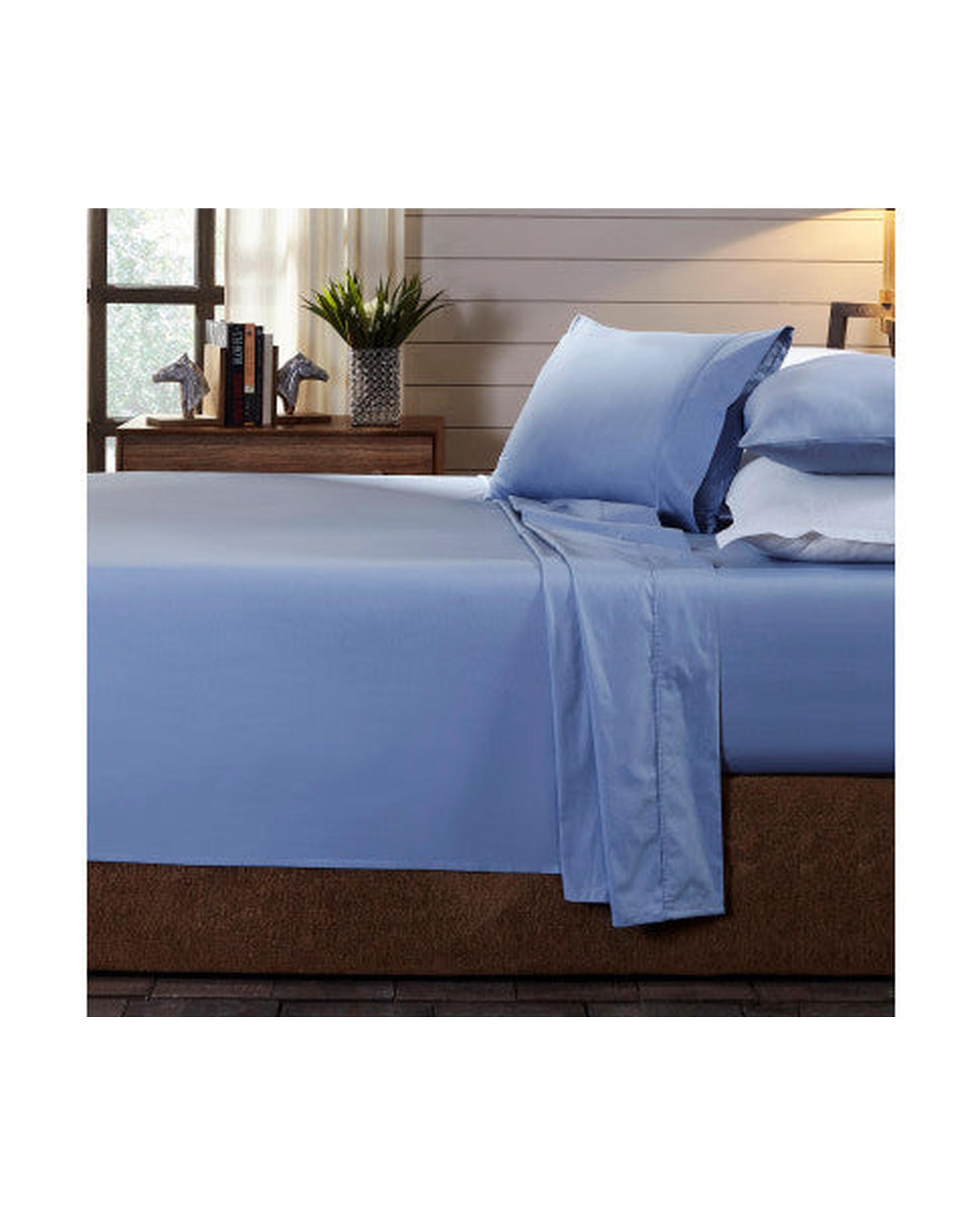 Royal Comfort 250TC Organic 100% Cotton Sheet Set 4 Piece Luxury Hotel Style - INDIGO Royal Comfort