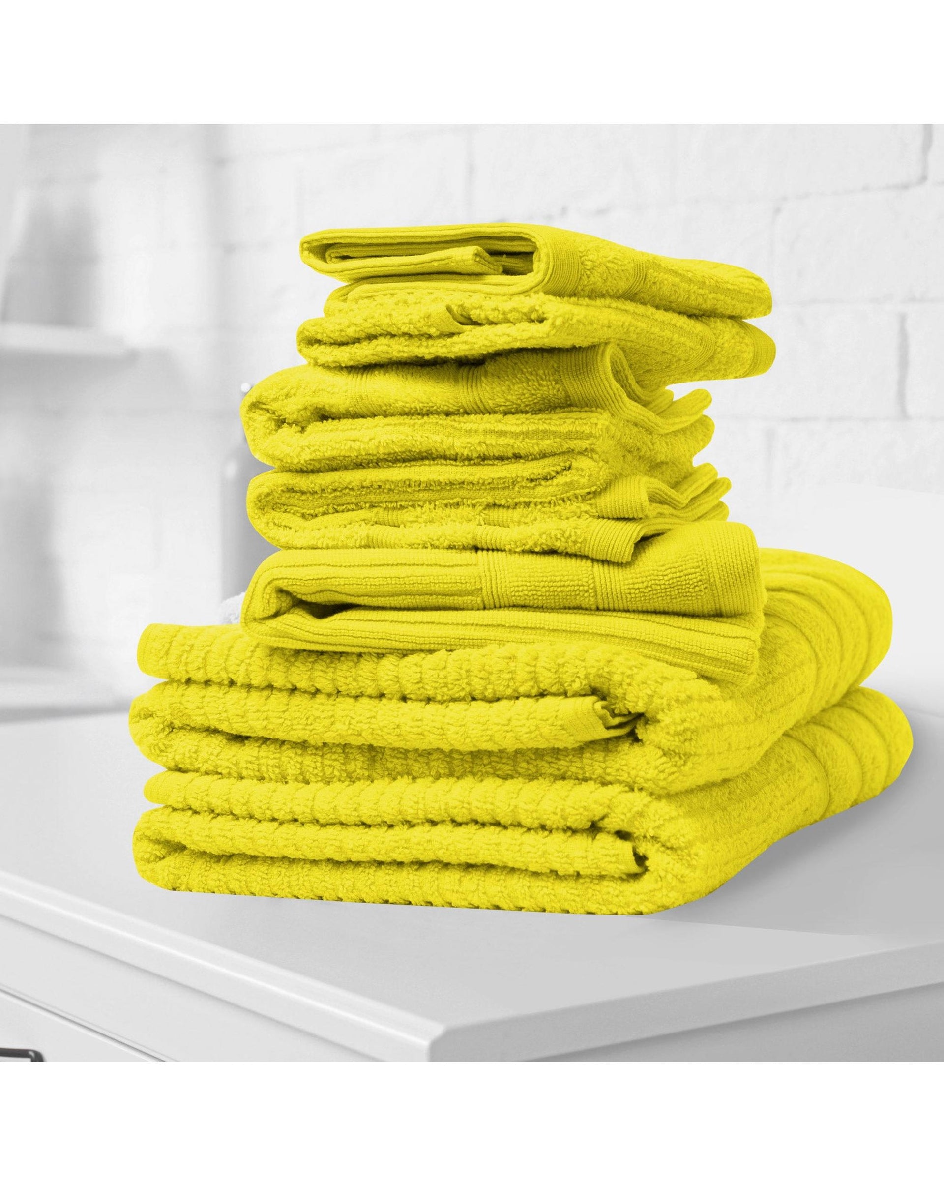 Royal Comfort Eden Egyptian Cotton 600GSM 8 Piece Luxury Bath Towels Set 8 Piece Yellow Royal Comfort