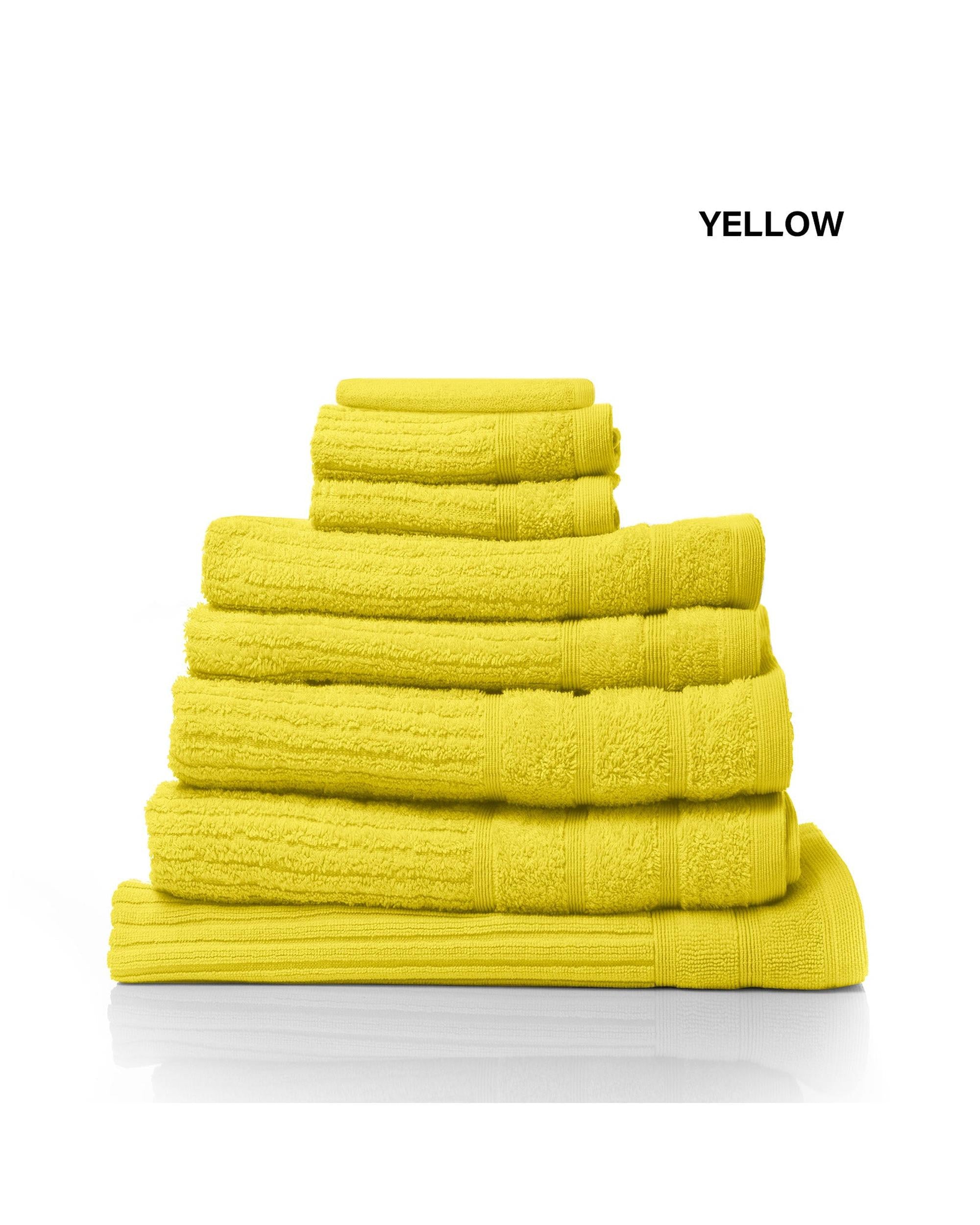 Royal Comfort Eden Egyptian Cotton 600GSM 8 Piece Luxury Bath Towels Set 8 Piece Yellow Royal Comfort