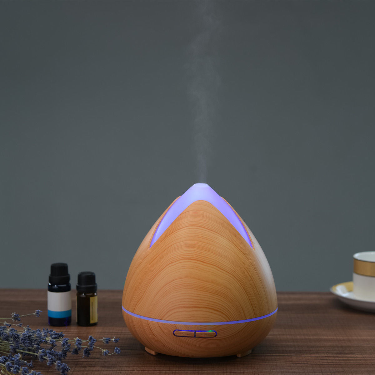 Essential Oils Ultrasonic Aromatherapy Diffuser Air Humidifier Purify 400ML  Light Wood Milano Decor