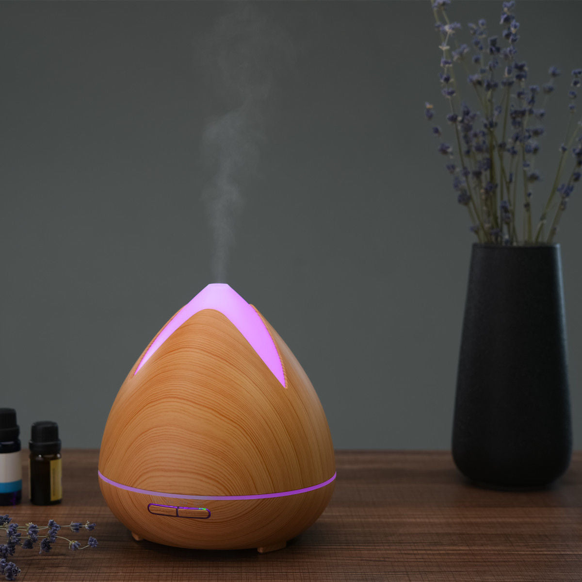 Essential Oils Ultrasonic Aromatherapy Diffuser Air Humidifier Purify 400ML  Light Wood Milano Decor