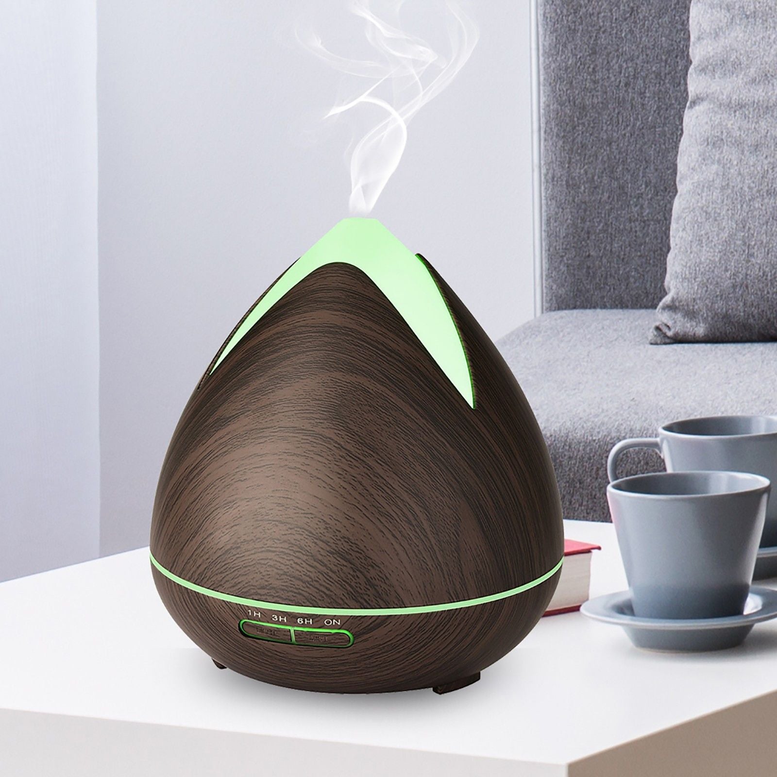 Essential Oils Ultrasonic Aromatherapy Diffuser Air Humidifier Purify 400ML  Dark Wood Milano Decor