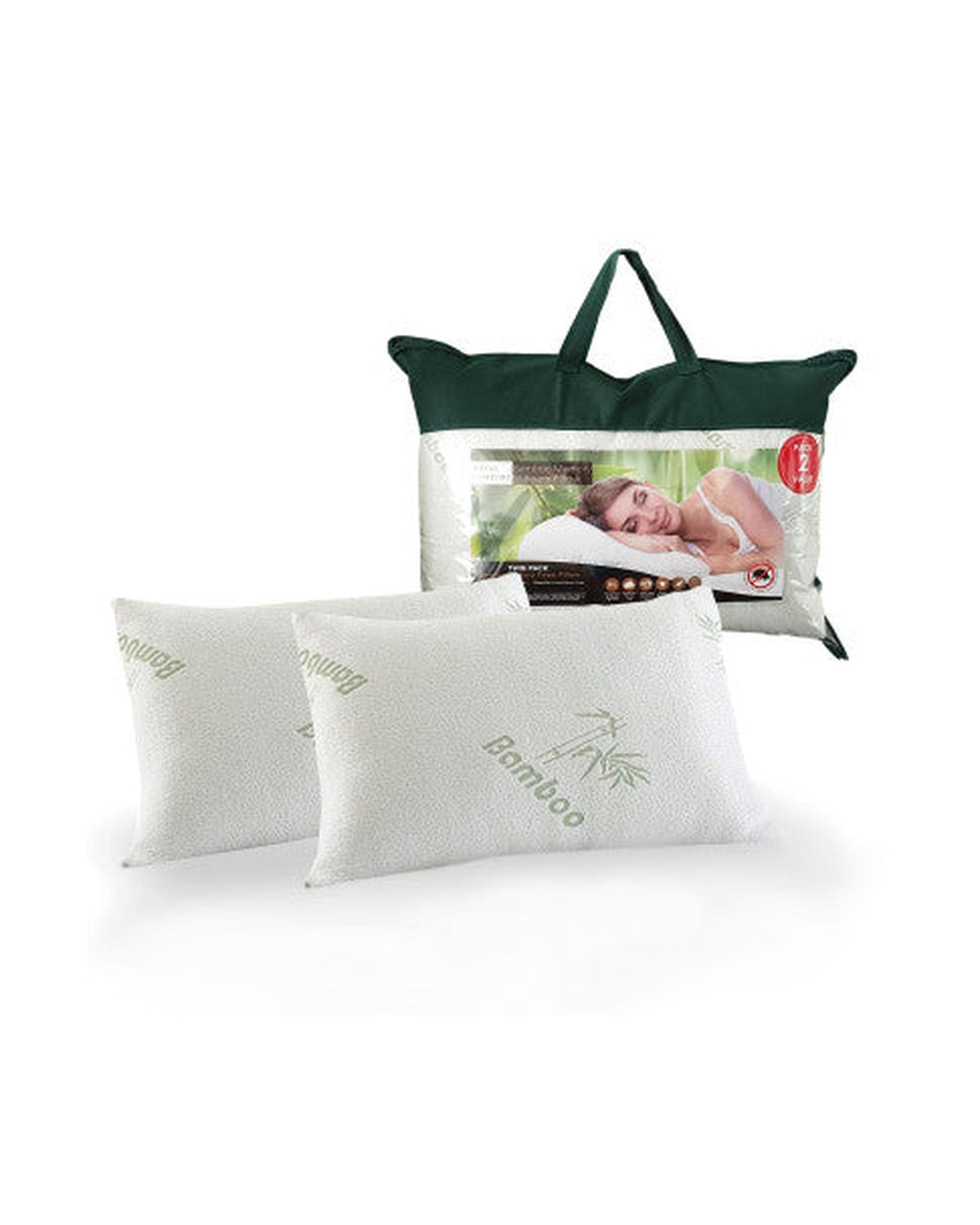 Royal Comfort Luxury Bamboo Covered Memory Foam Pillow Twin Pack Hypoallergenic 56 x 36 x 10 cm Royal Comfort