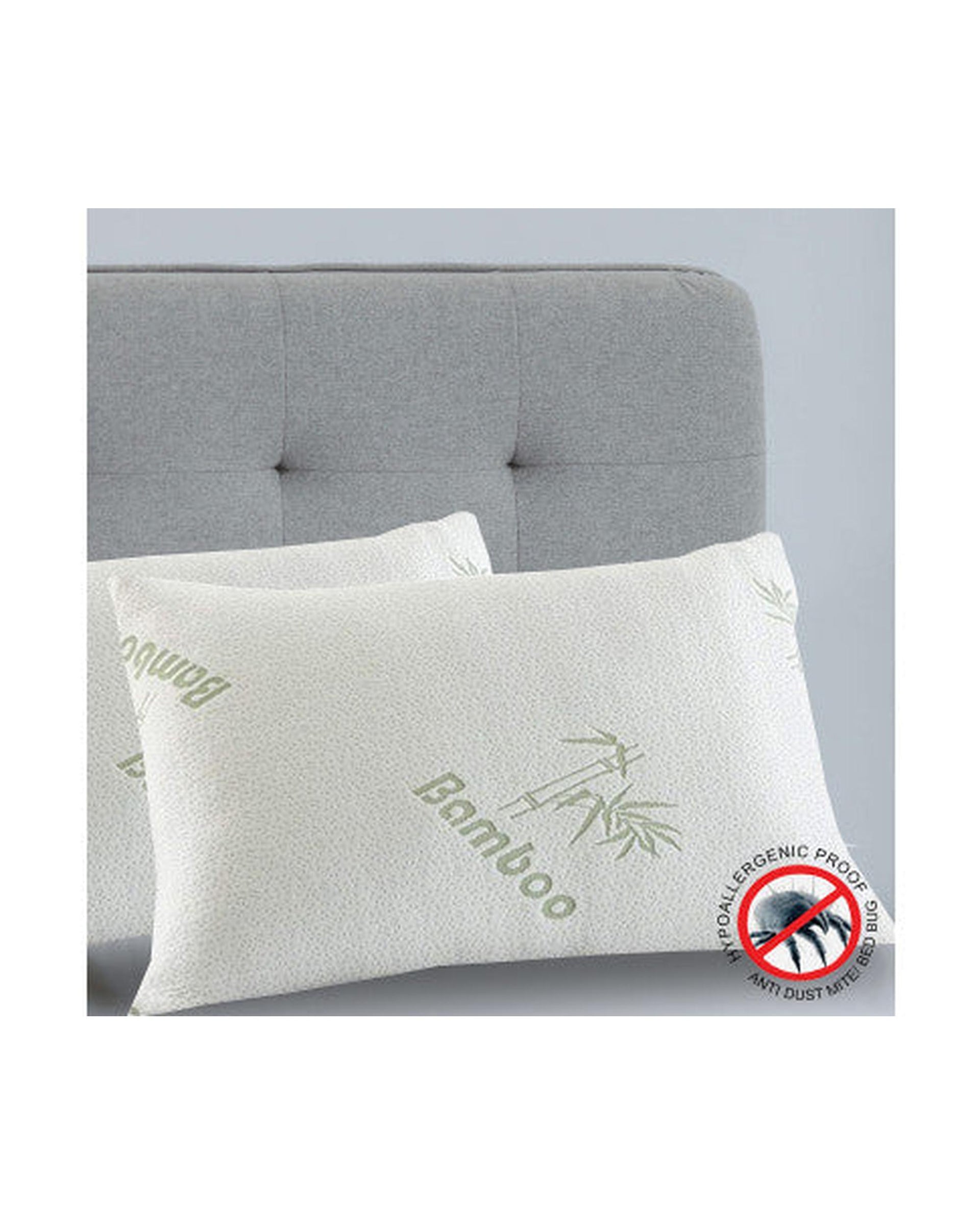 Royal Comfort Luxury Bamboo Covered Memory Foam Pillow Twin Pack Hypoallergenic 56 x 36 x 10 cm Royal Comfort