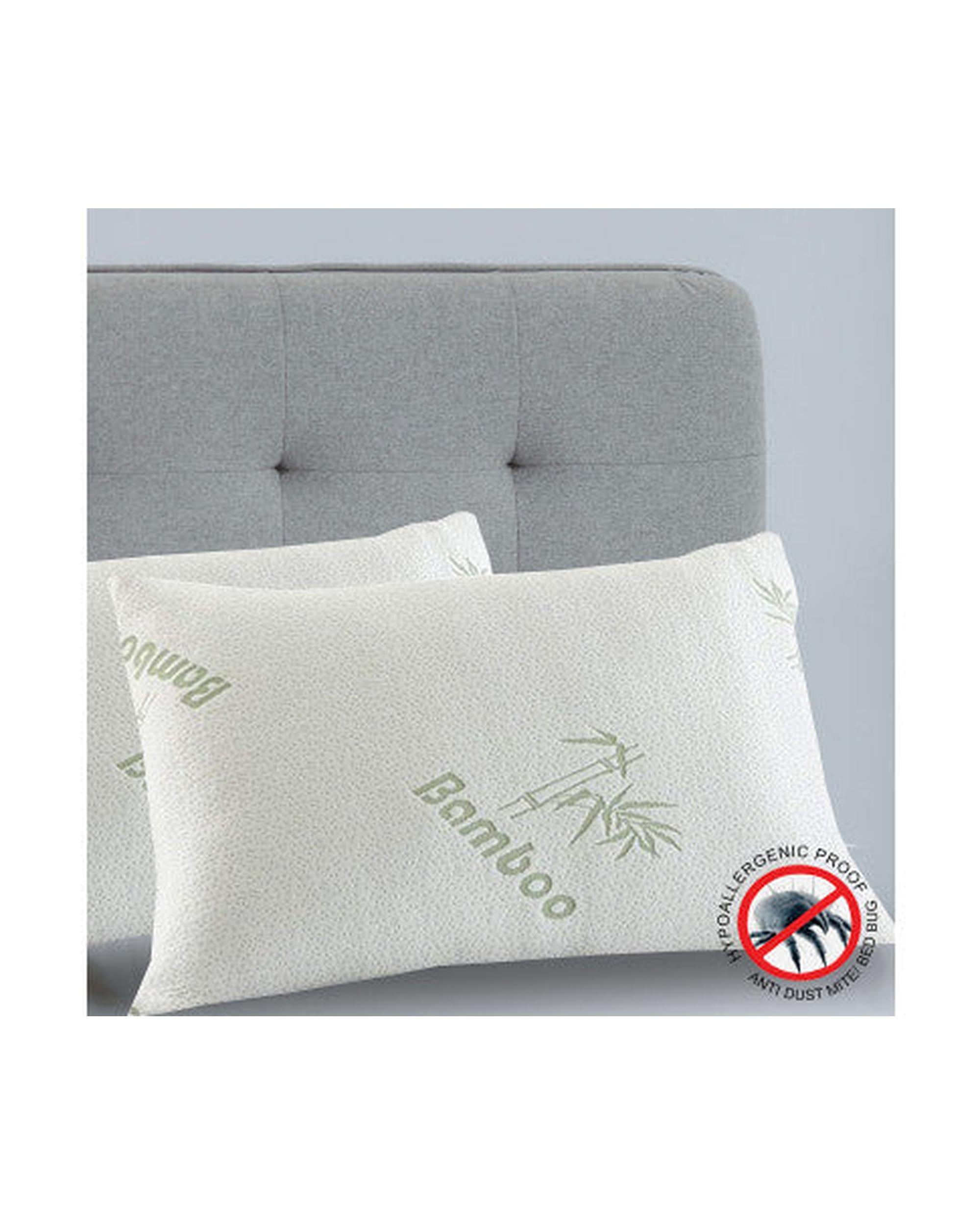 Royal Comfort Luxury Bamboo Covered Memory Foam Pillow Twin Pack Hypoallergenic 56 x 36 x 10 cm Royal Comfort