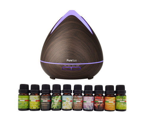 Diffuser Set With 10 Pack Diffuser Oils Humidifier Aromatherapy - Dark Wood Milano Decor