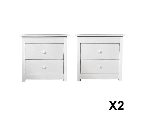 Bedside Table Byron Bay White Storage Cabinet Bedroom Two Pack Milano Decor