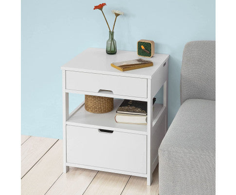 White Bedside Table with 2 Drawers Big Bedding Australia