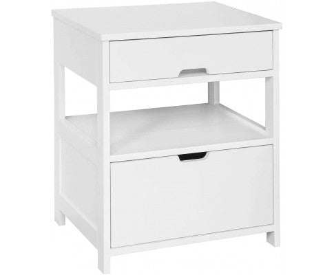 White Bedside Table with 2 Drawers Big Bedding Australia