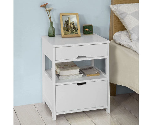 White Bedside Table with 2 Drawers Big Bedding Australia