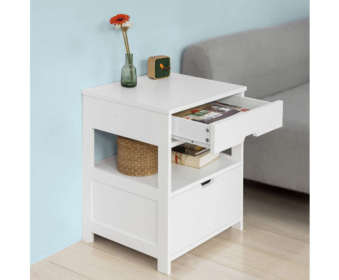 White Bedside Table with 2 Drawers Big Bedding Australia