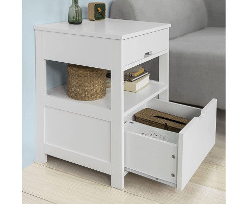 White Bedside Table with 2 Drawers Big Bedding Australia