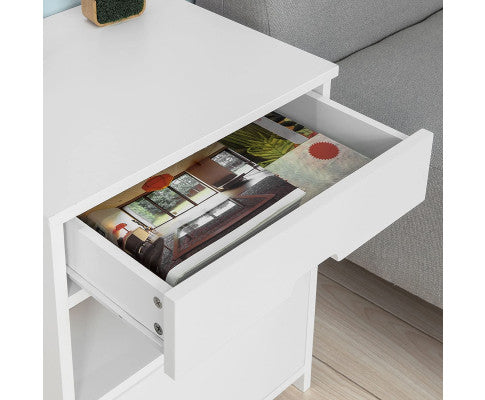 White Bedside Table with 2 Drawers Big Bedding Australia