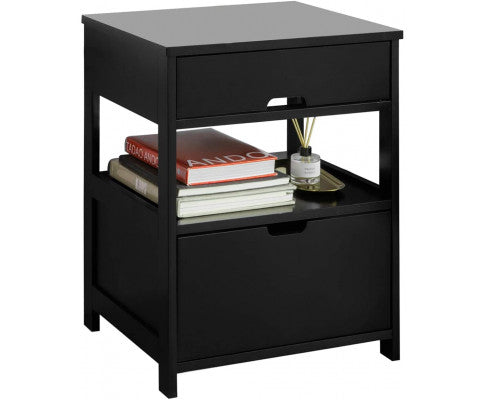Black Bedside Table with 2 Drawers Big Bedding Australia