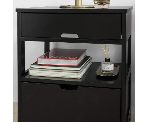Black Bedside Table with 2 Drawers Big Bedding Australia