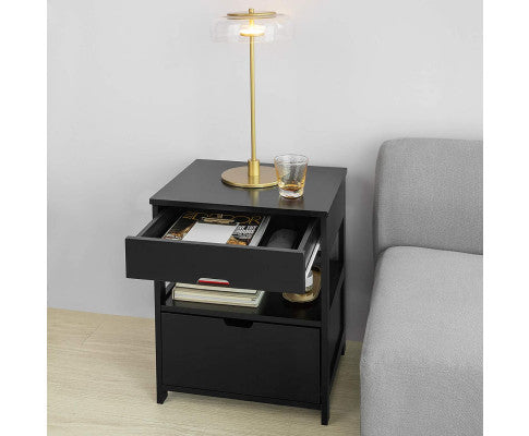 Black Bedside Table with 2 Drawers Big Bedding Australia