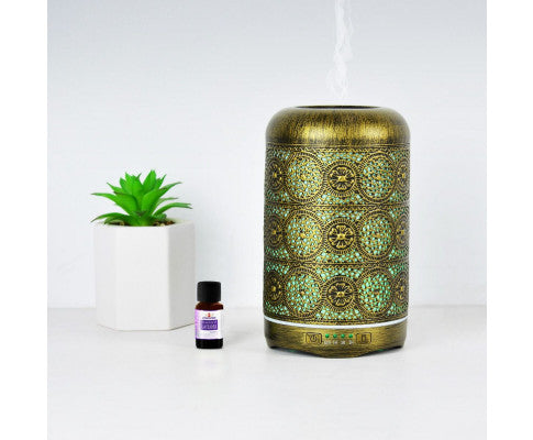 260ml Metal Essential Oil and Aroma Diffuser-Vintage Gold Big Bedding Australia