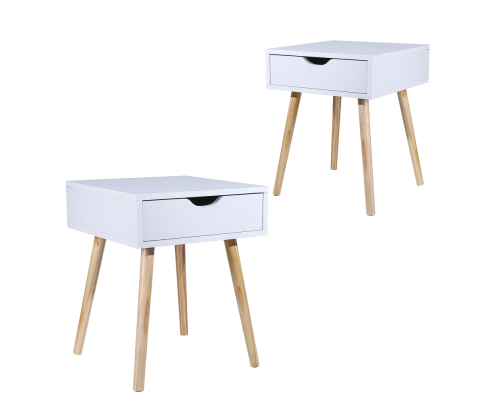 White Kuoluo Bedside Table Side Table Bedroom Drawers Set of 2 Big Bedding Australia