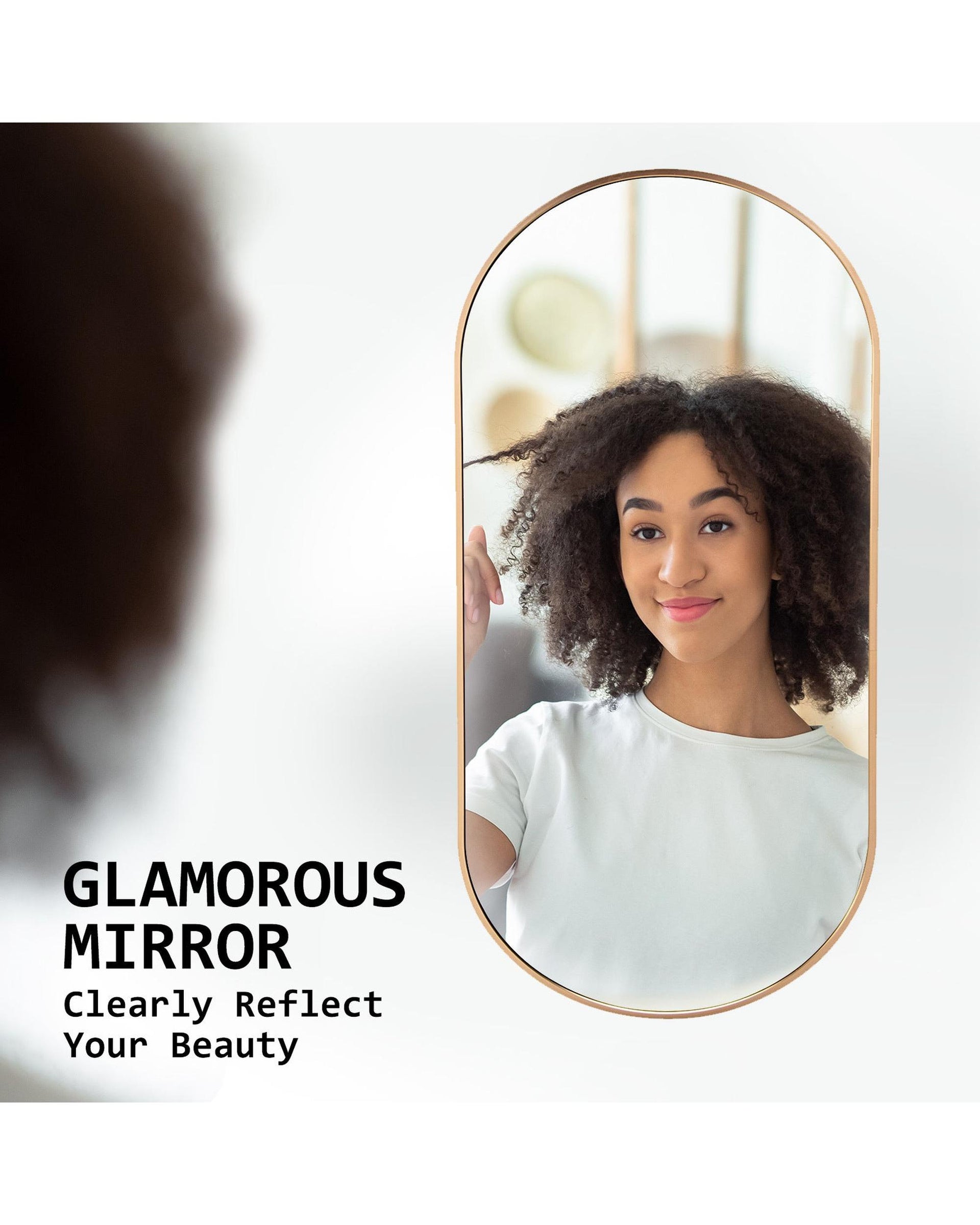 2 Set La Bella Gold Wall Mirror Oval Aluminum Frame Makeup Decor Bathroom Vanity 45x100cm Big Bedding Australia