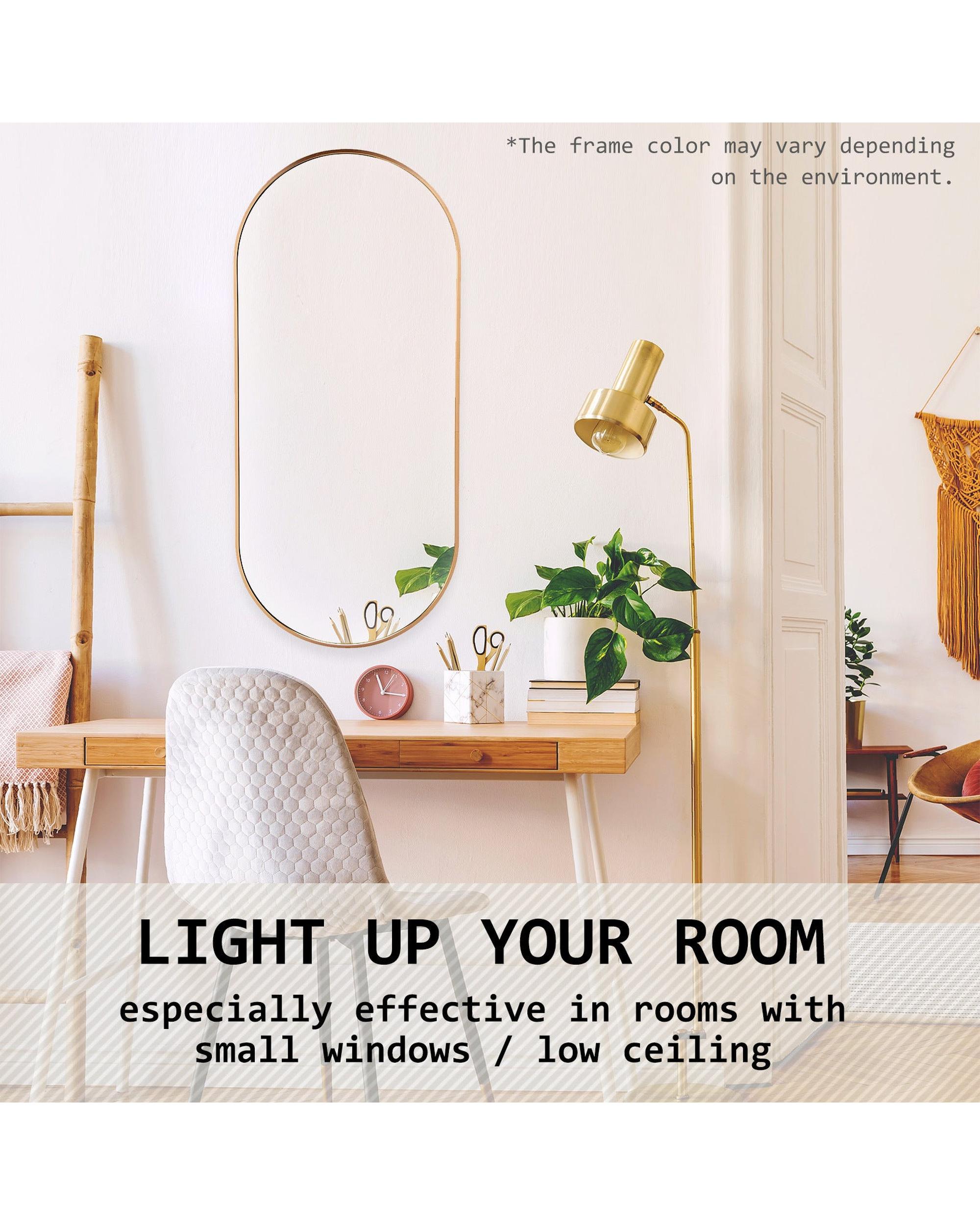 2 Set La Bella Gold Wall Mirror Oval Aluminum Frame Makeup Decor Bathroom Vanity 45x100cm Big Bedding Australia