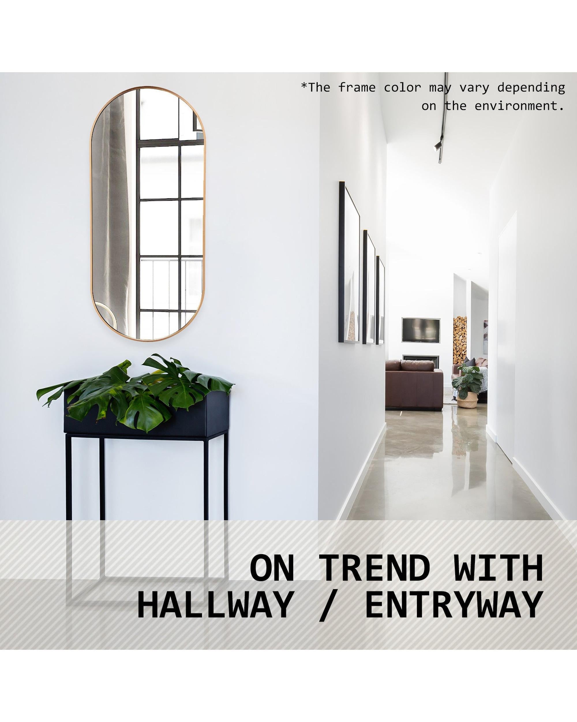 2 Set La Bella Gold Wall Mirror Oval Aluminum Frame Makeup Decor Bathroom Vanity 45x100cm Big Bedding Australia